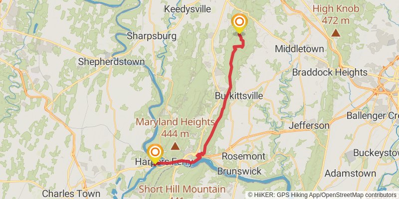 Appalachian Trail Section Hike - Caledonia State Park To Harpers Ferry stage 5 Map