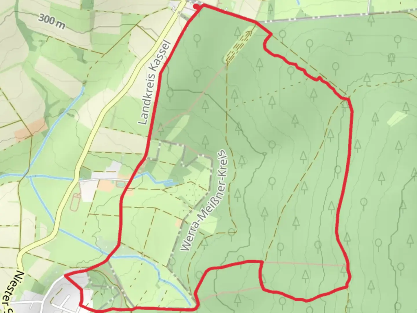 An image depicting the trail Rundweg Zollstock and Saufang and its surrounding area.