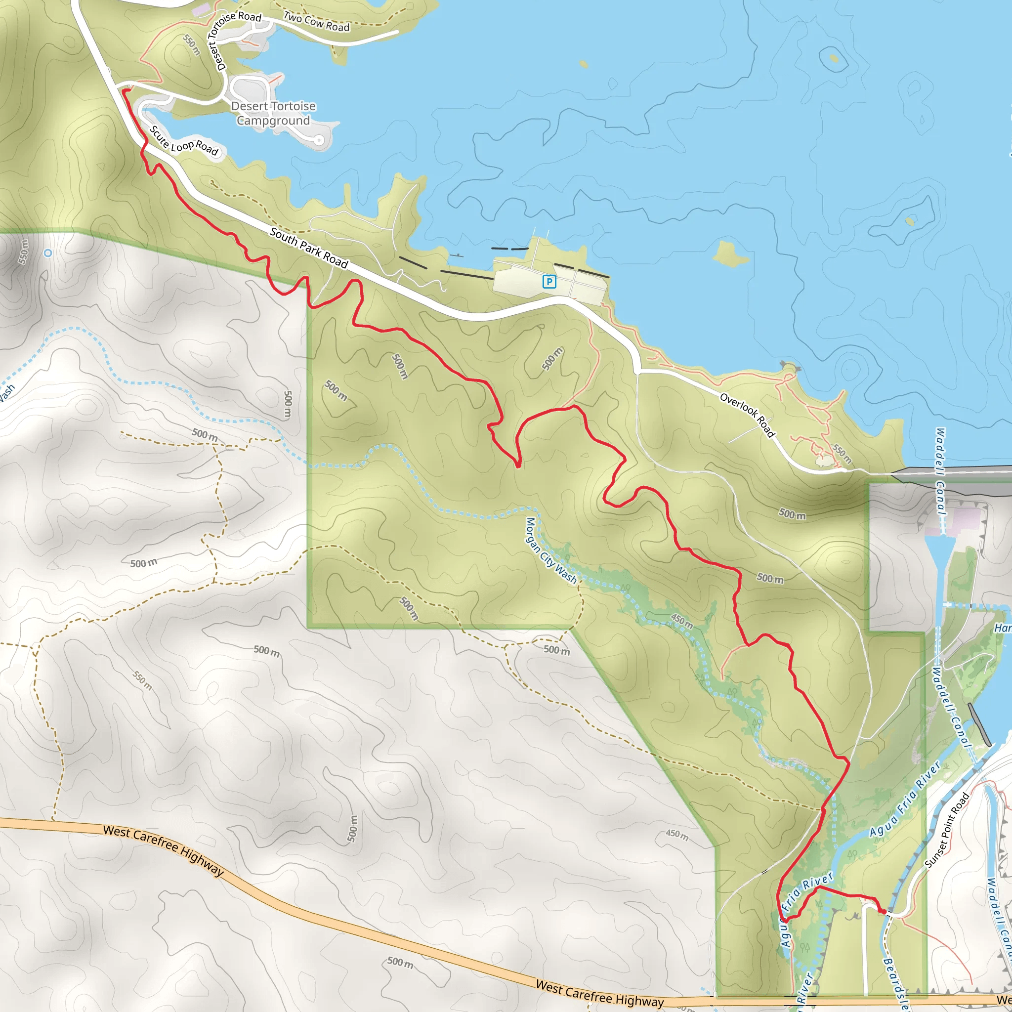 Maricopa Trail Out and Back mobile static map