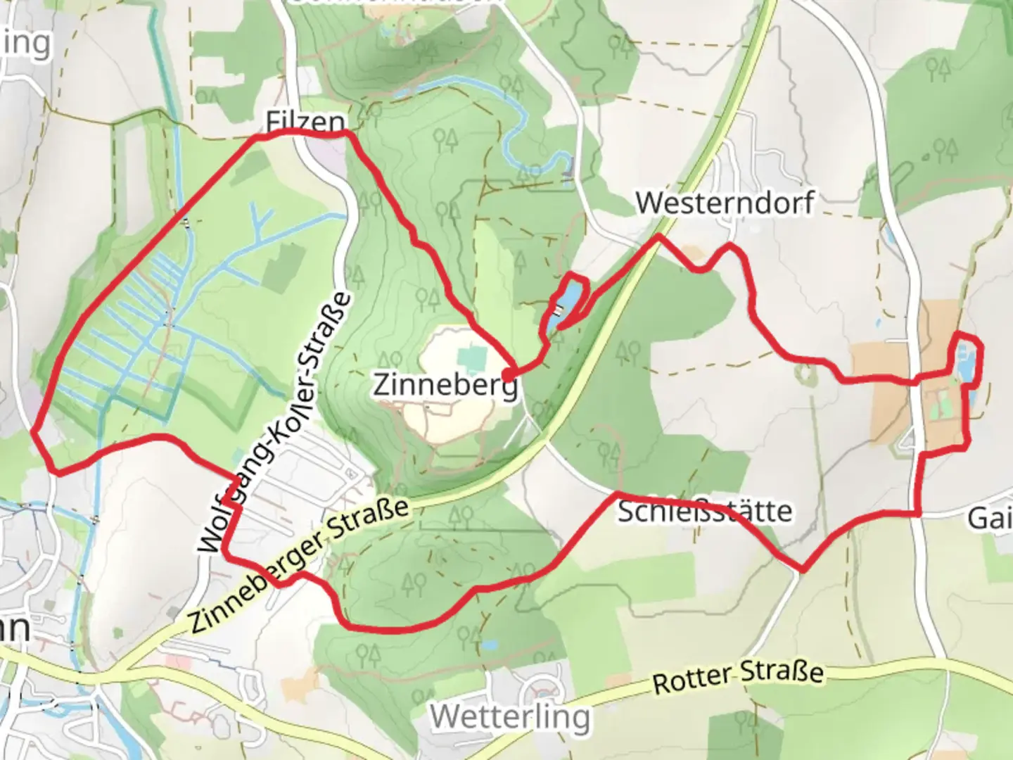 An image depicting the trail Zinneberger Schlossweiher via Wanderweg Glonn and its surrounding area.