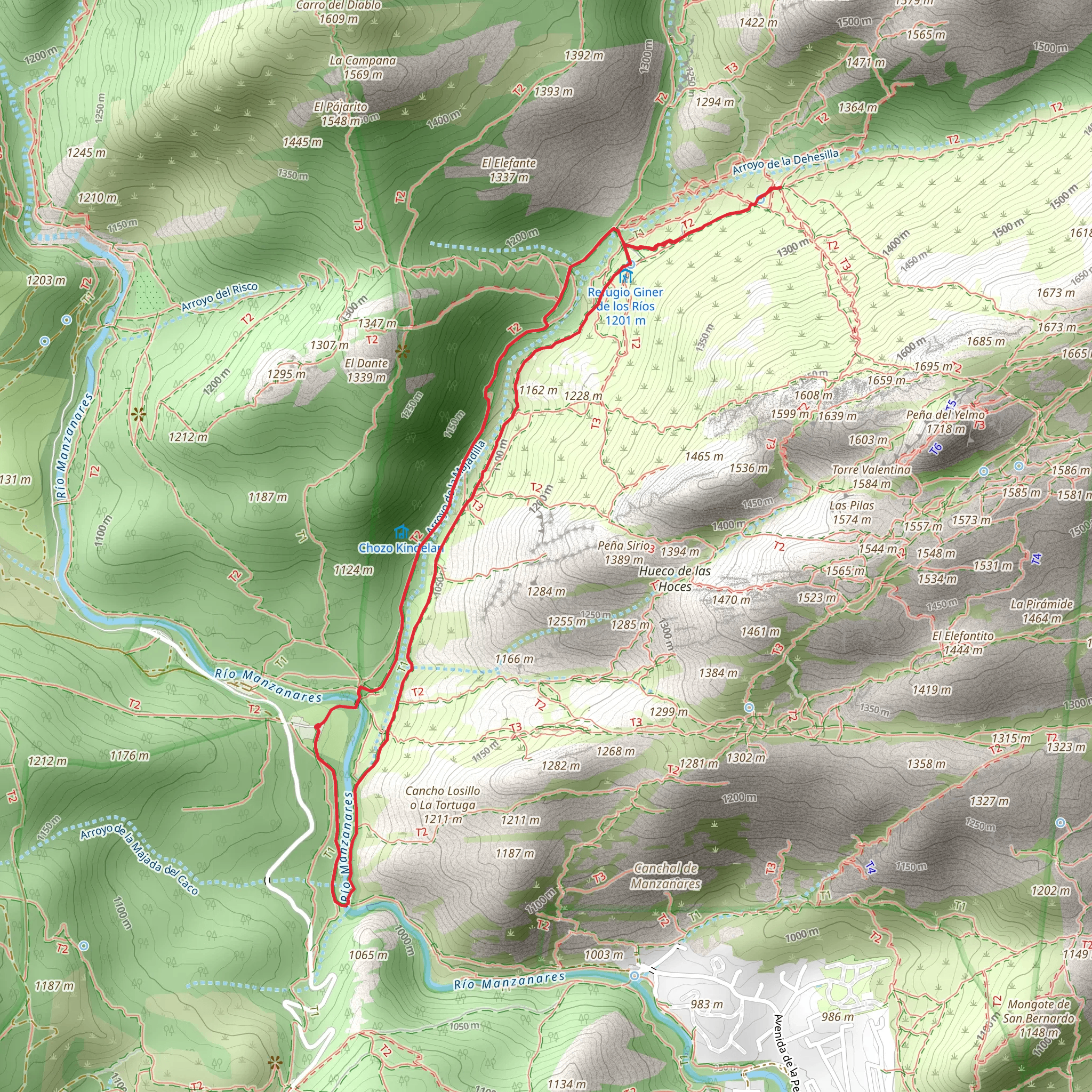 Shapes of La Pedriza Trail - Long mobile static map