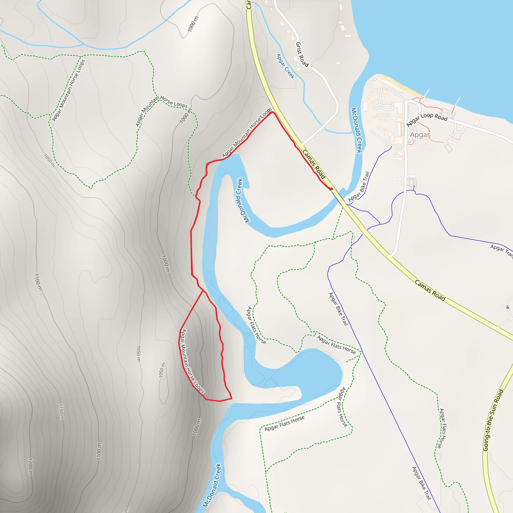Apgar Mountain Horse South Loop Trail mobile static map