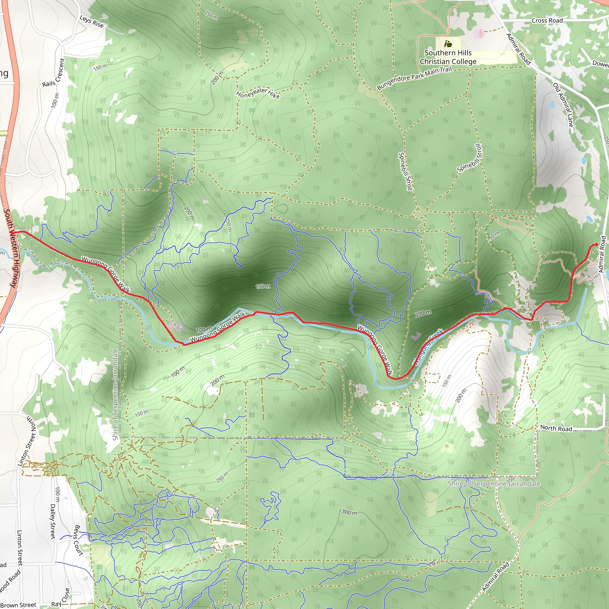 Wungong Gorge Walk mobile static map
