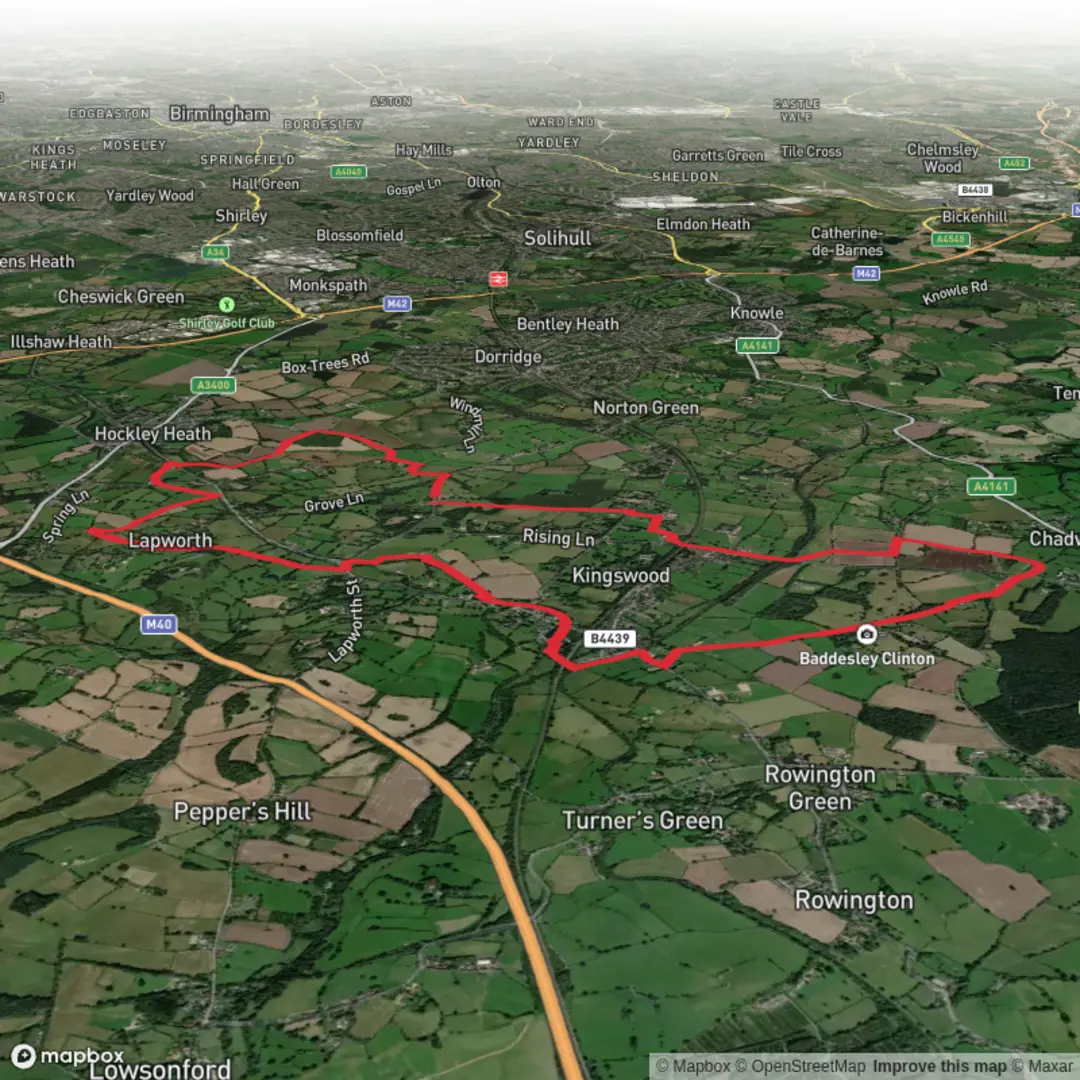 An image depicting the trail Lapworth Circular - Upper Limits UK and its surrounding area.
