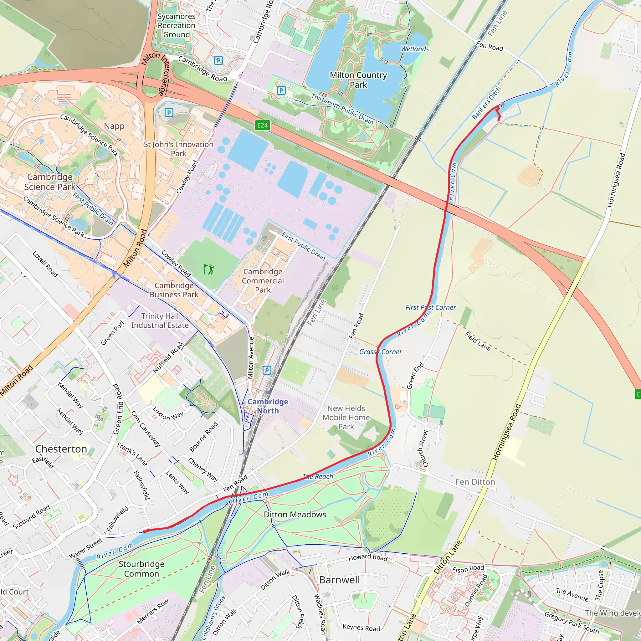 River Cam Towpath mobile static map