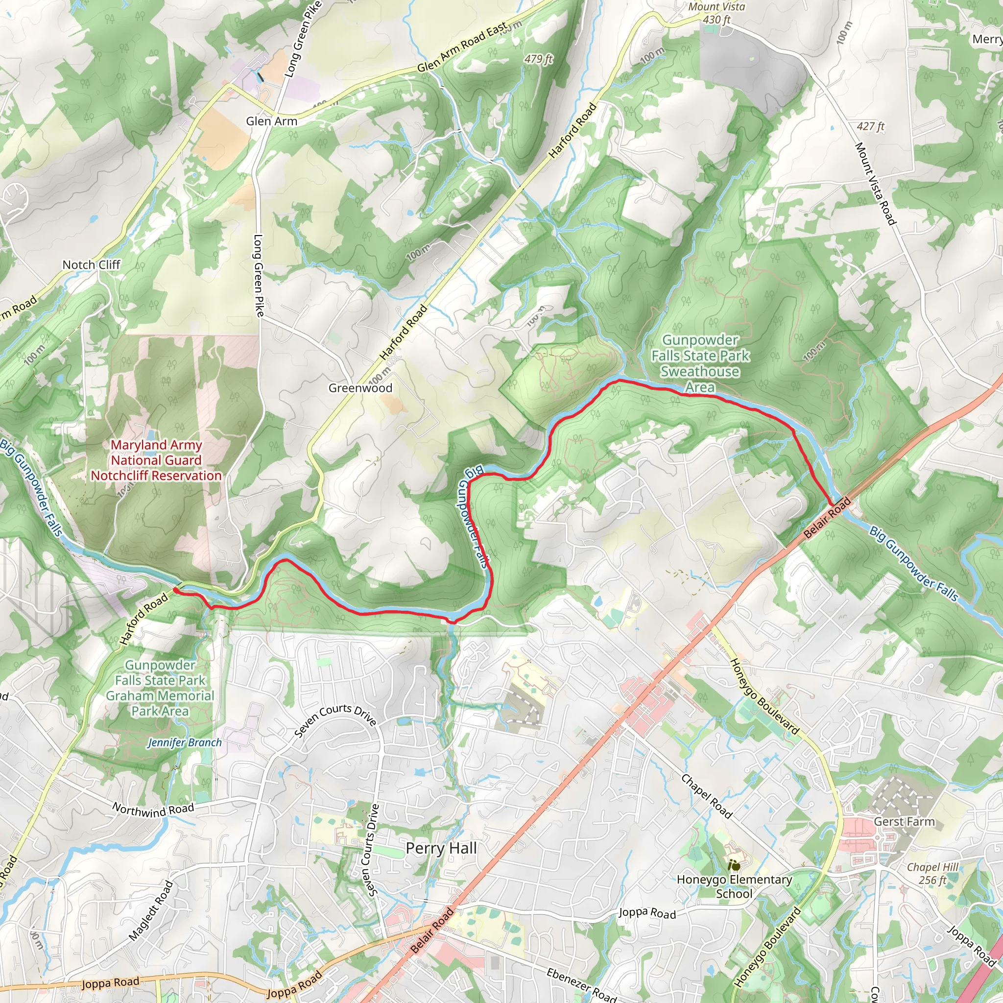 Big Gunpowder Falls Trail mobile static map