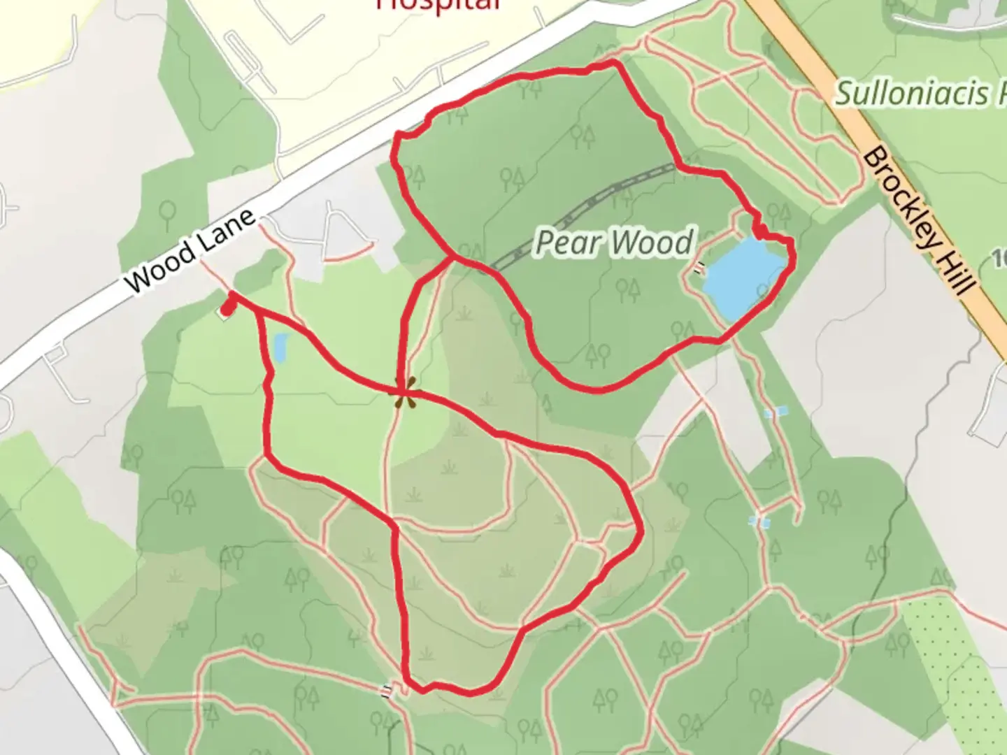 An image depicting the trail Pear Wood Loop and its surrounding area.