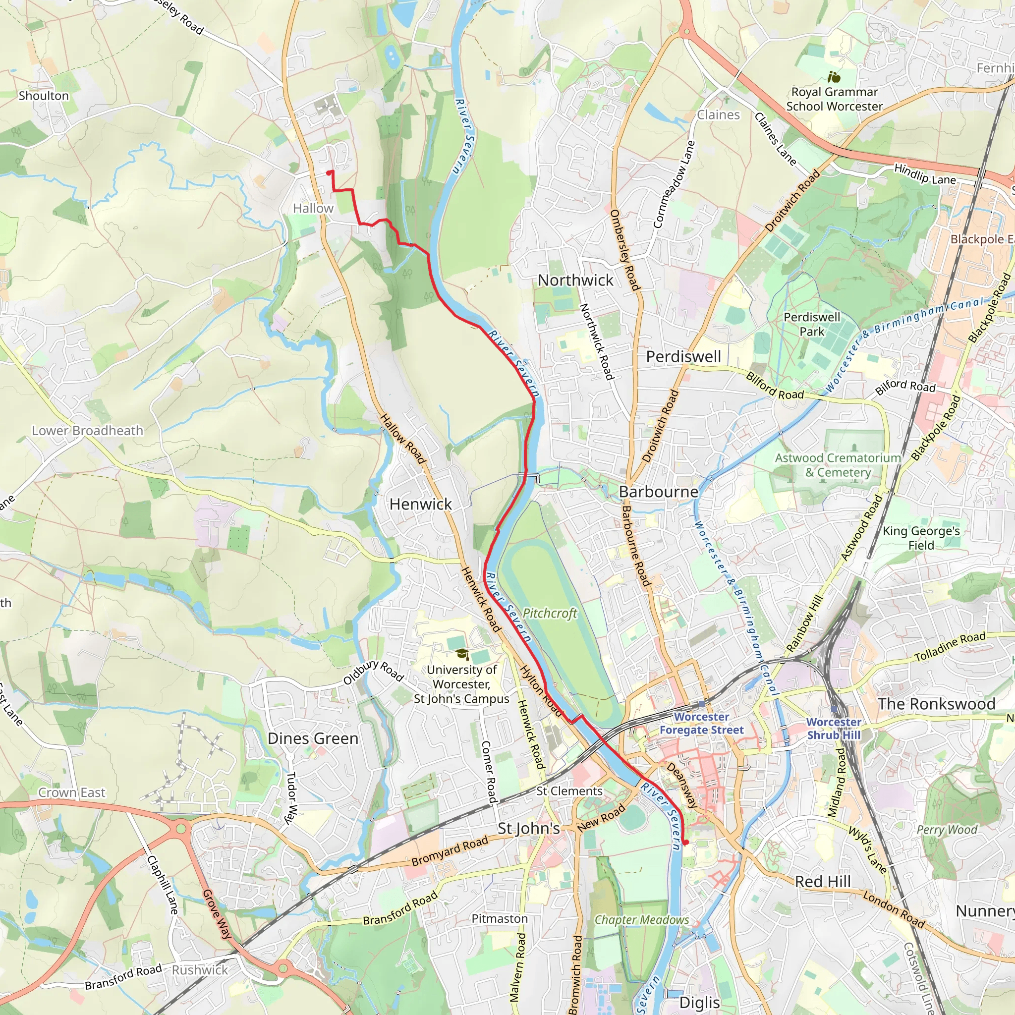 Worcester Riverside Walk mobile static map