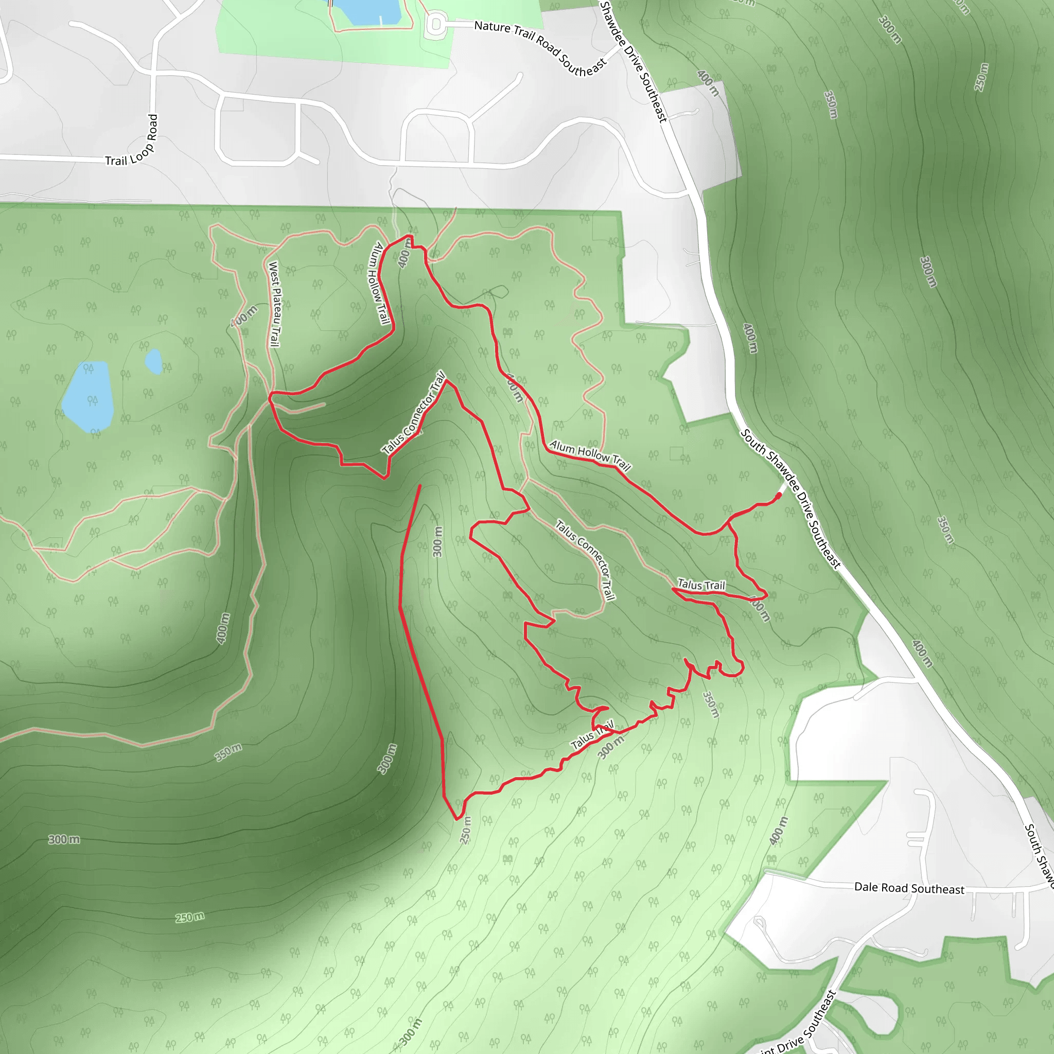 Talus, Talus Connector and Alum Hollow Loop Trail mobile static map