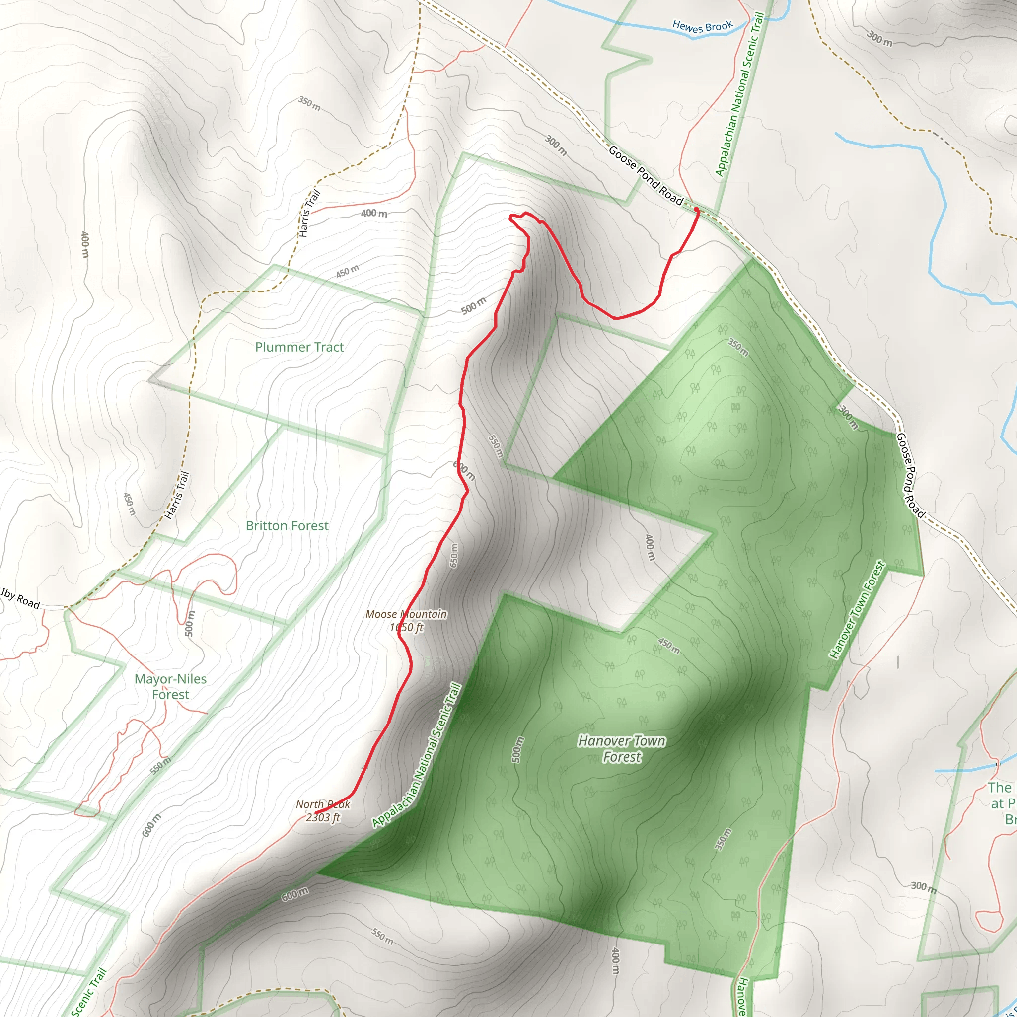 North Peak and Moose Mountain Trail mobile static map