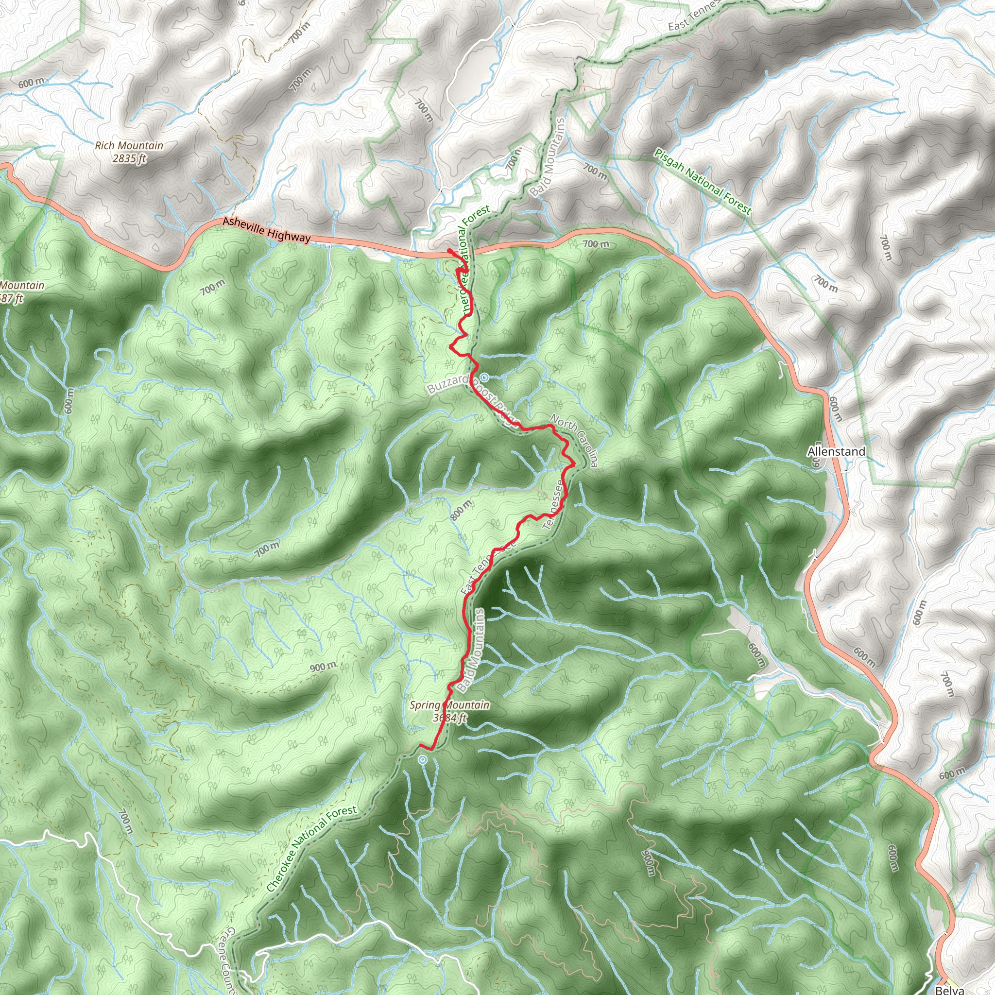 Spring Mountain via Appalachian Trail mobile static map