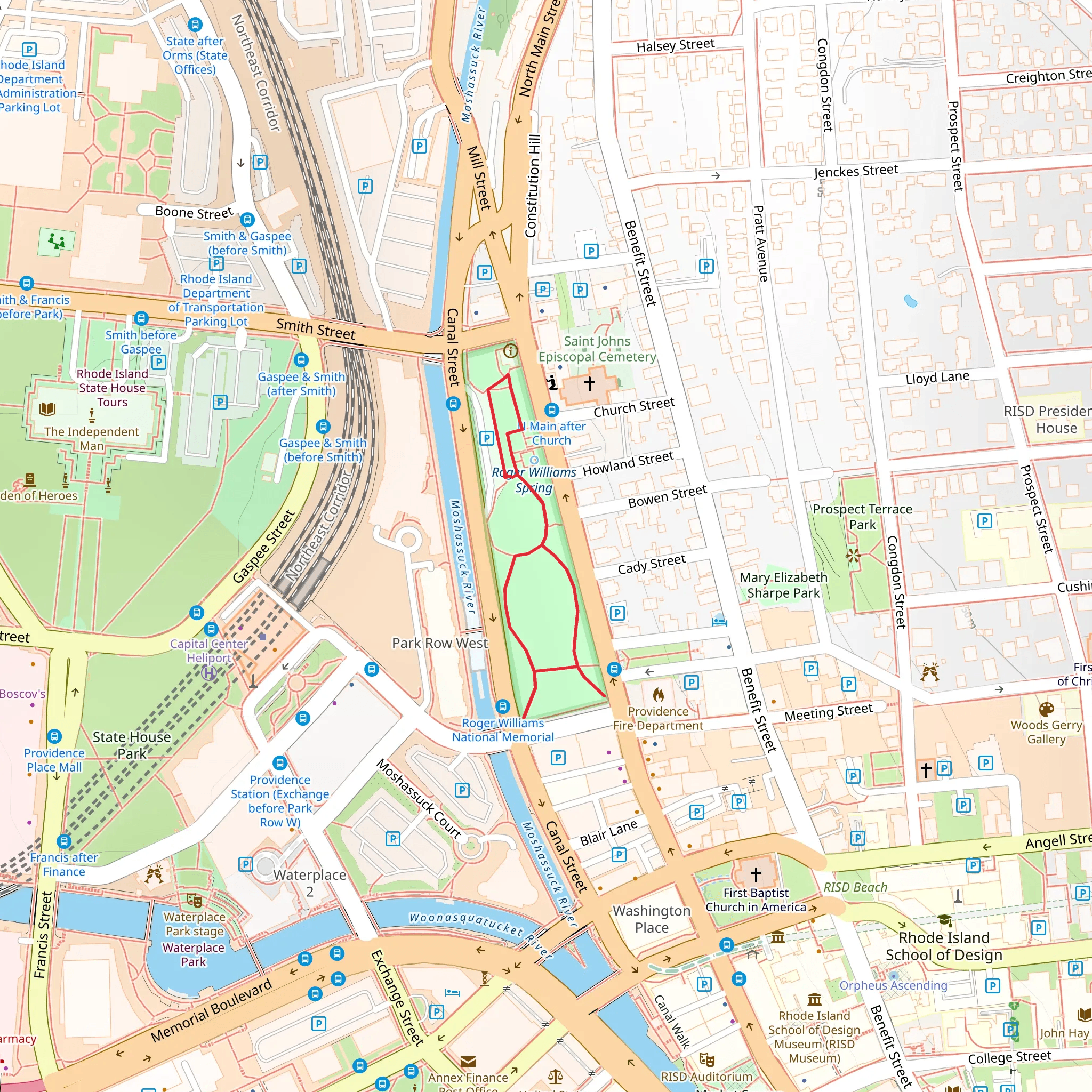 Roger Williams National Monument Trail mobile static map