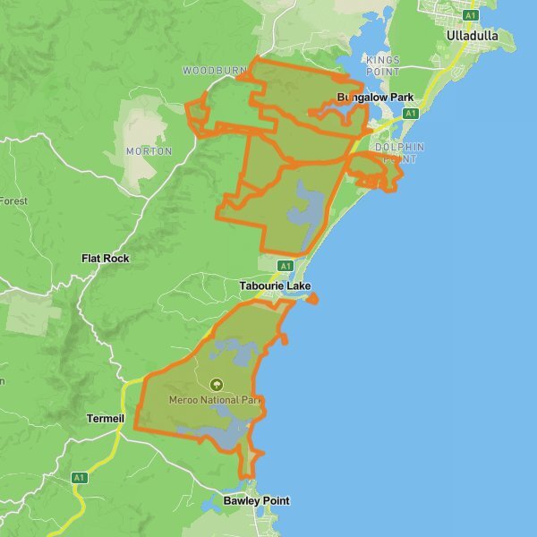 Meroo National Park mobile static map