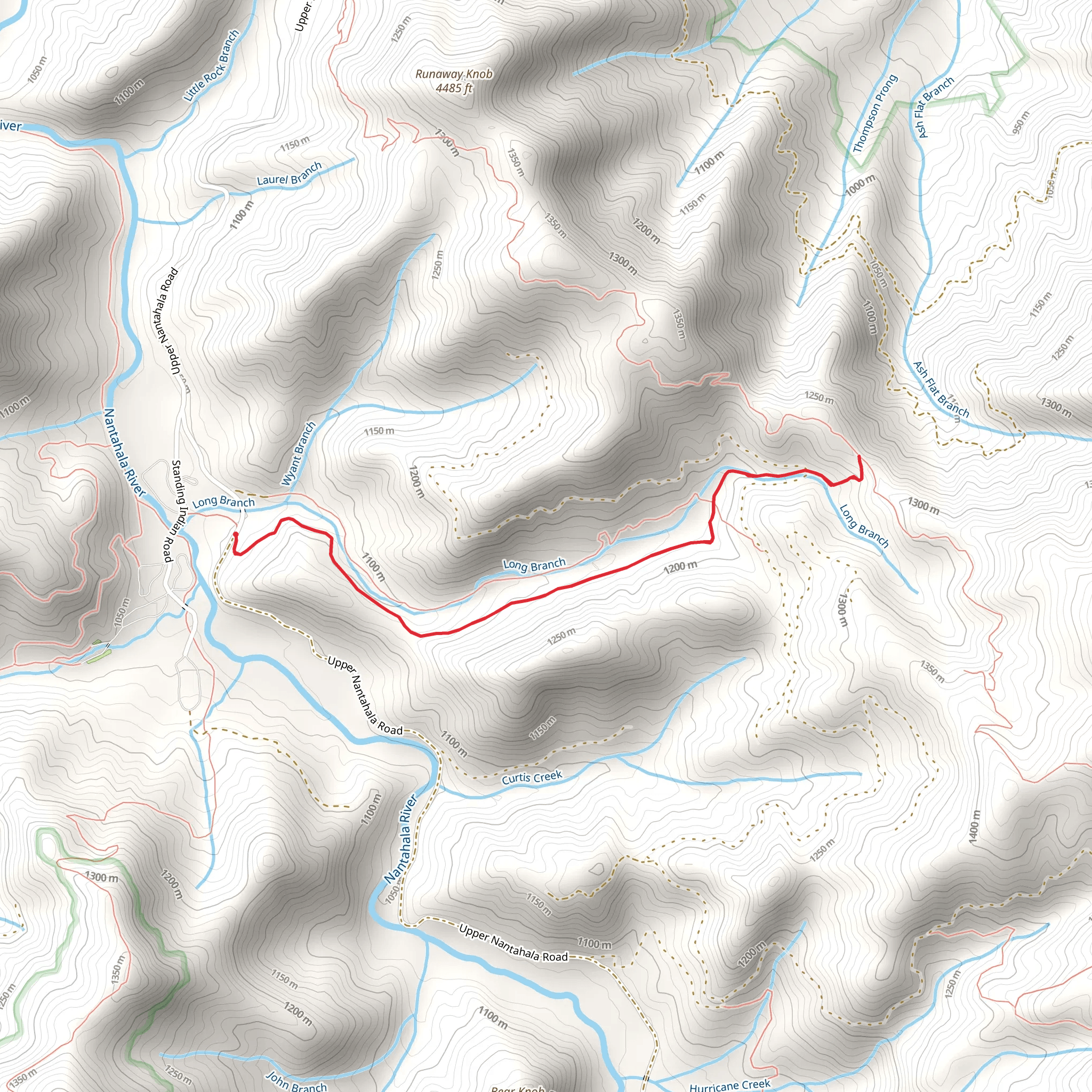 Glassmine Gap via Long Branch Trail mobile static map