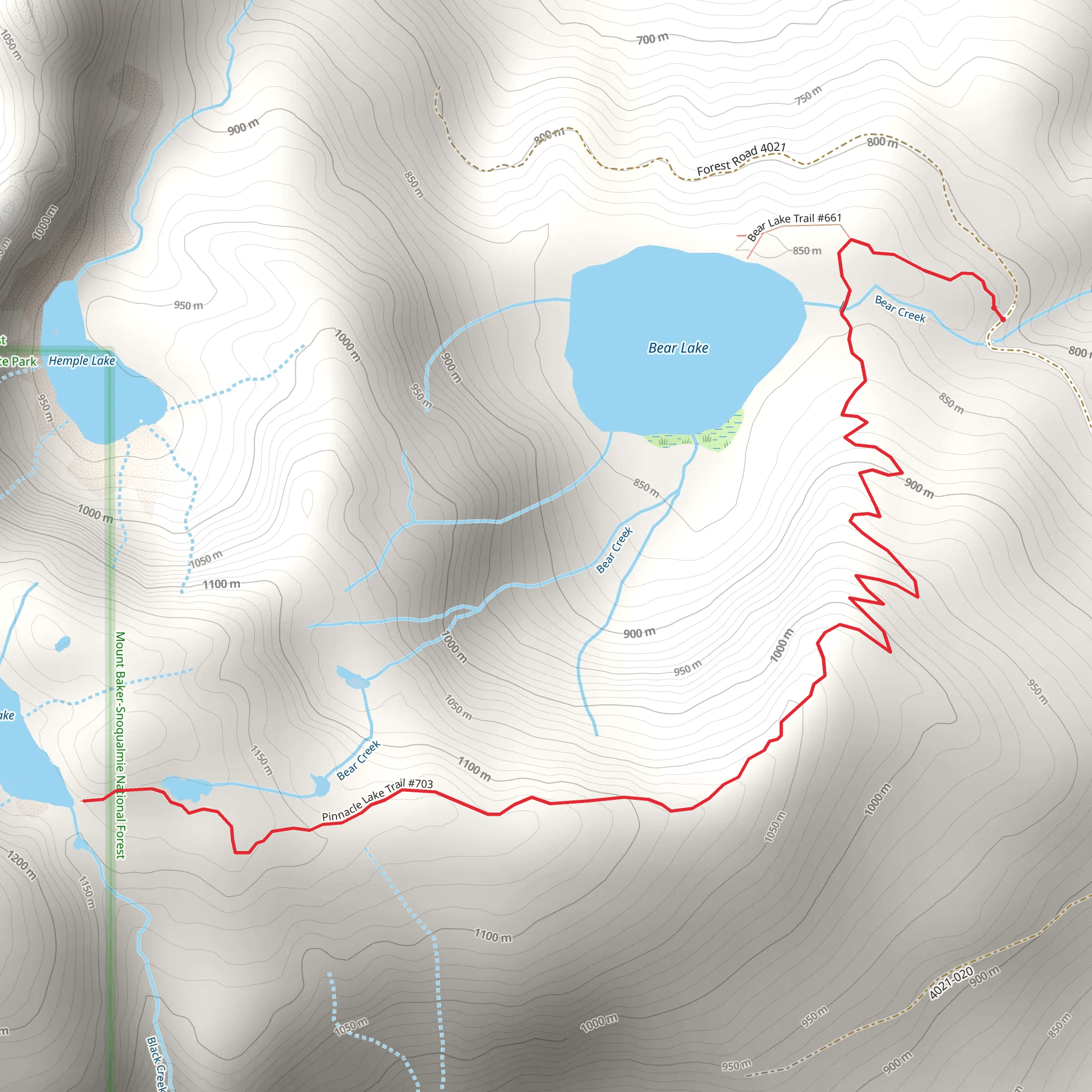 Pinnacle Lake Trail mobile static map