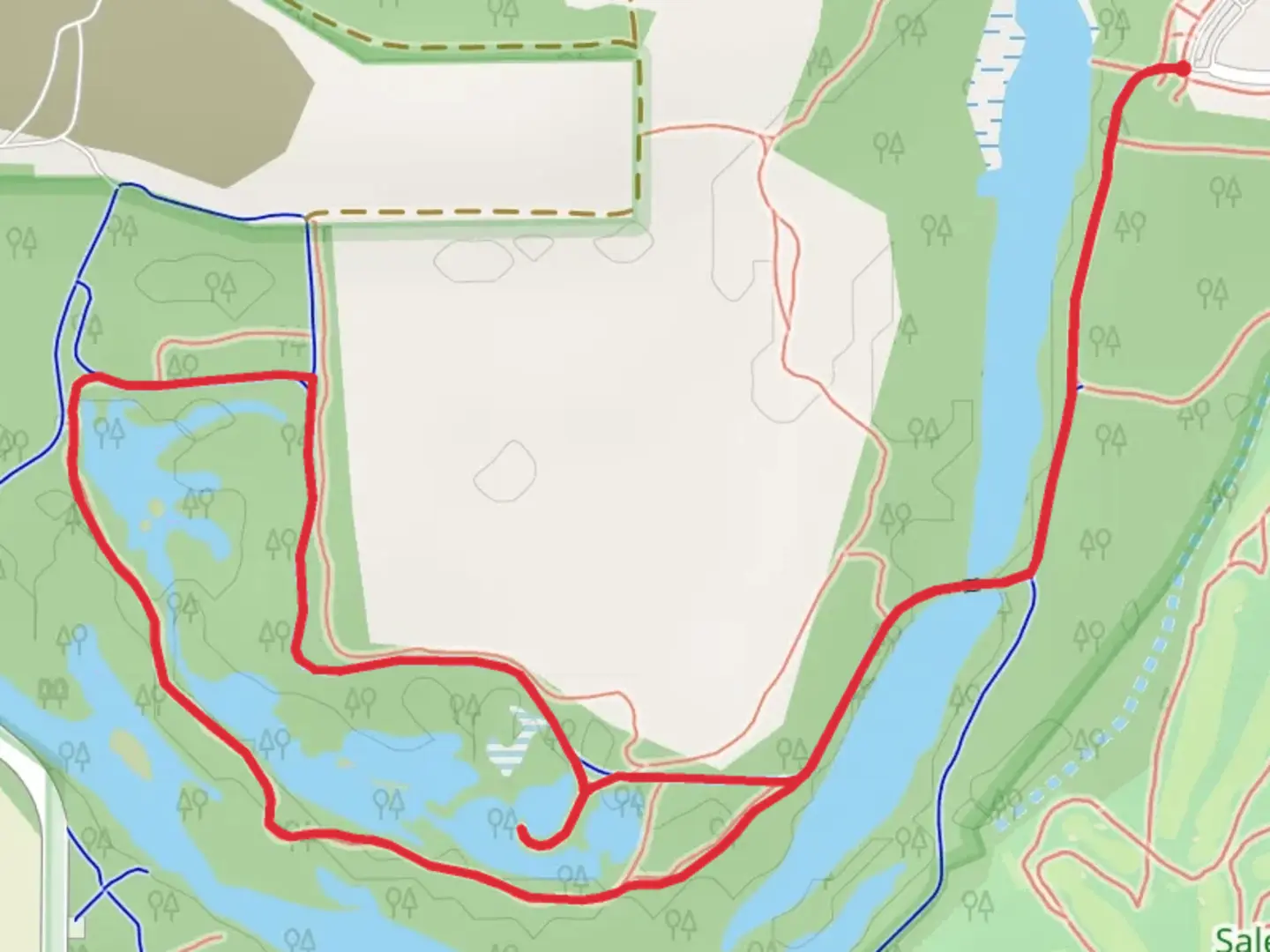 An image depicting the trail Browns Island Short Loop and its surrounding area.