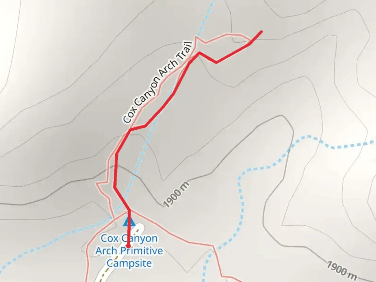 An image depicting the trail Cox Canyon Arch Trail and its surrounding area.