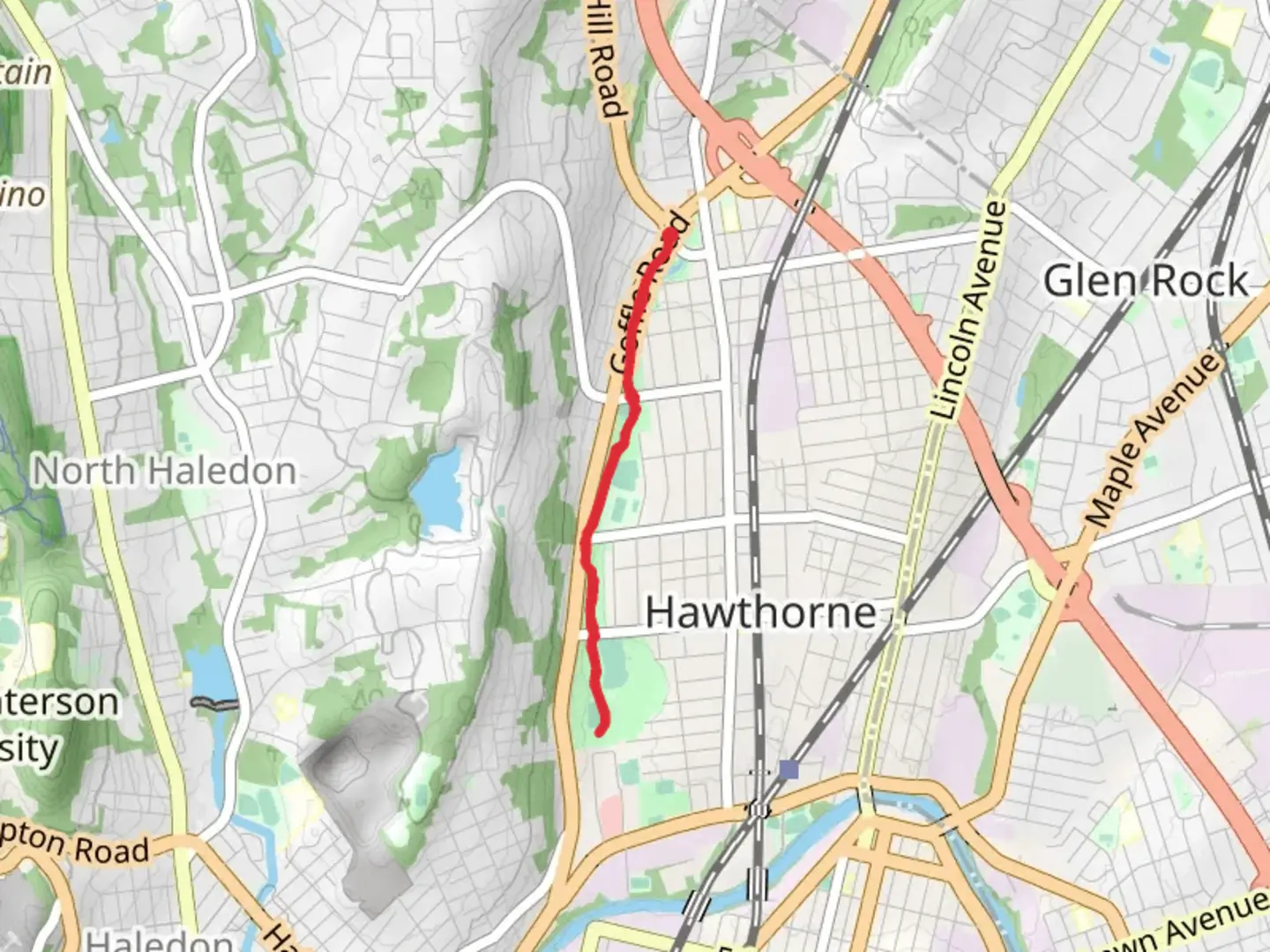 An image depicting the trail Walk along Goffle Brook from Van Winkles Pond and its surrounding area.