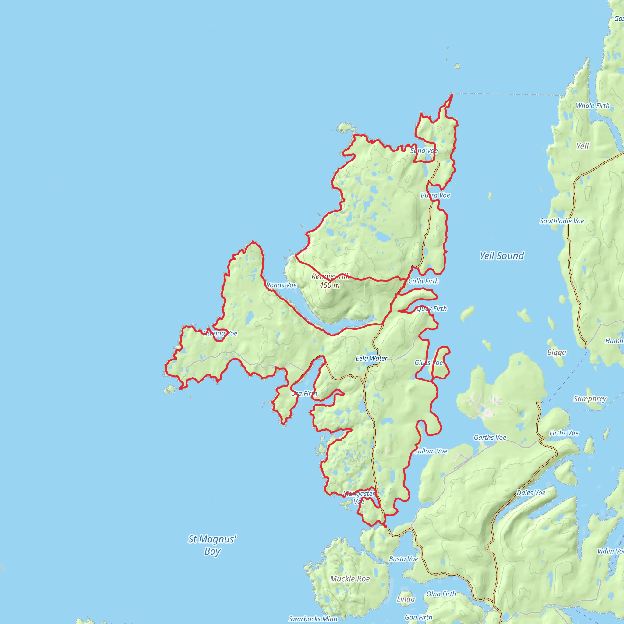Walking the Coastline of Shetland - Round Northmavine Trek mobile static map