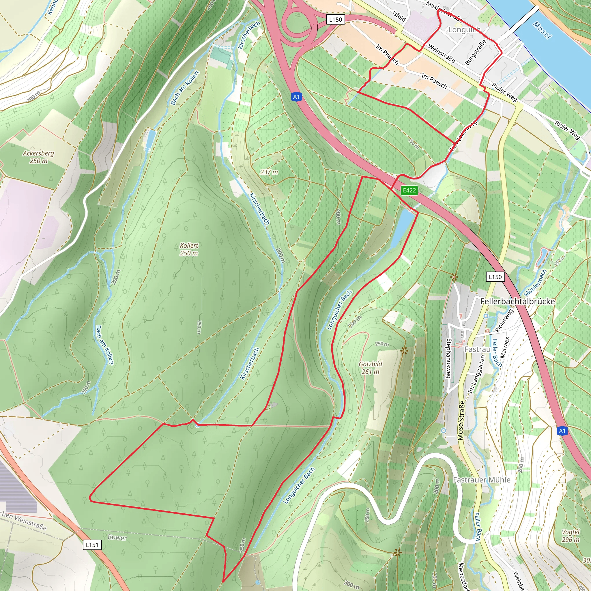 Longuich Loop via Longuicher Wald mobile static map