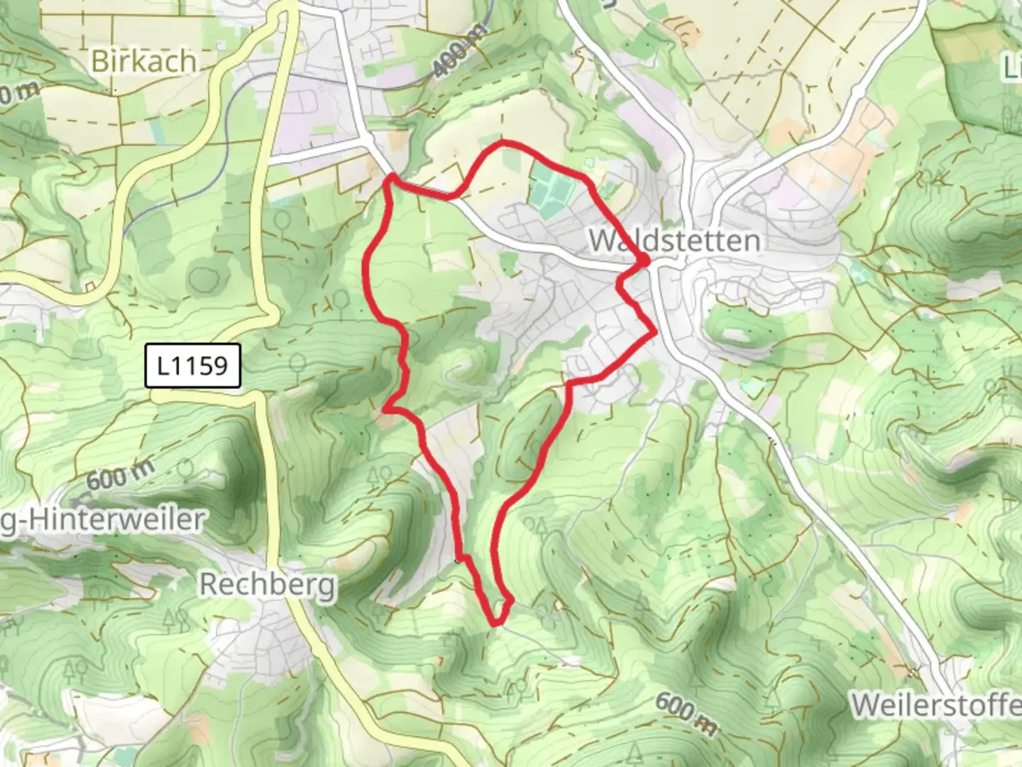 An image depicting the trail Glaubensweg Circle and its surrounding area.