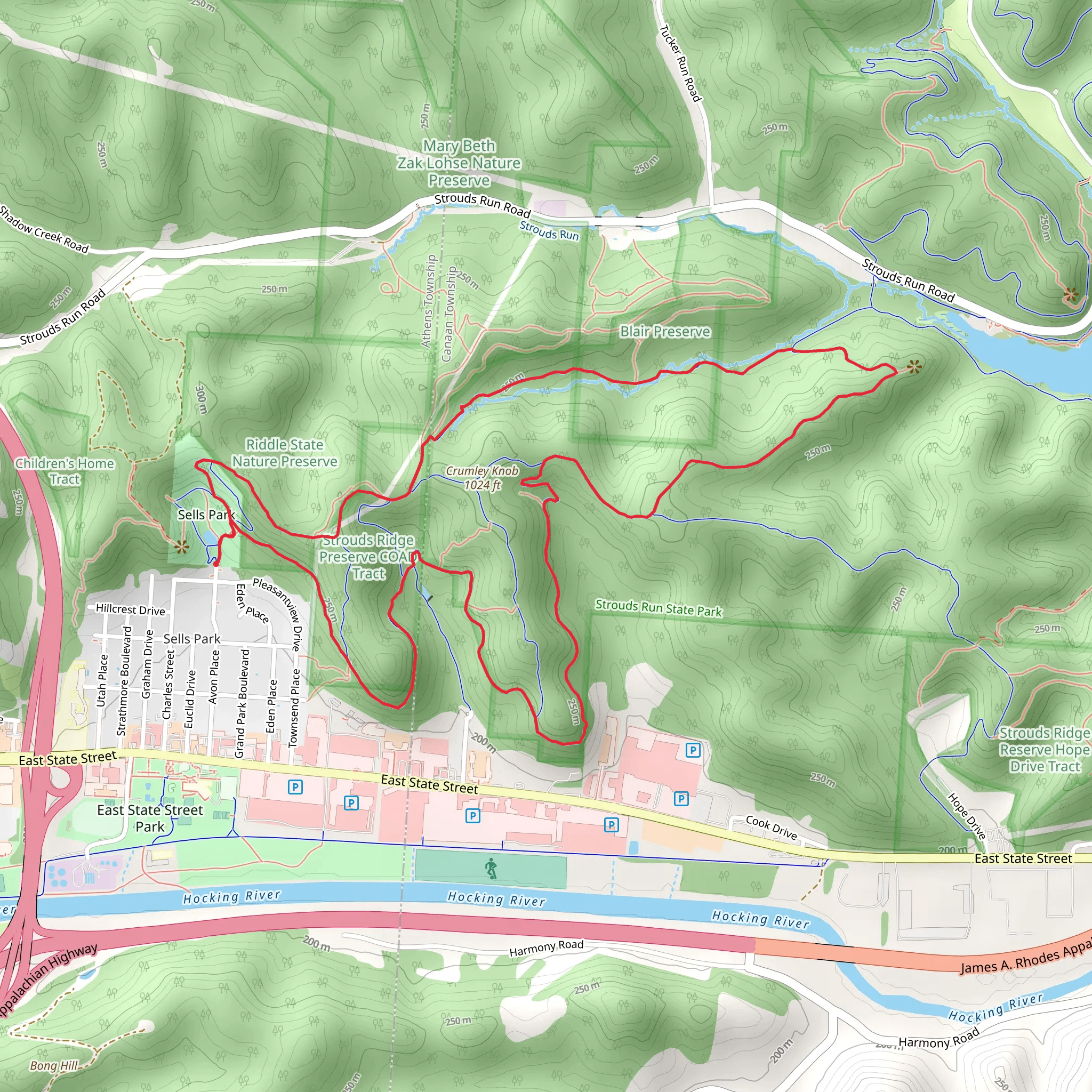 Athens Trail and Finger Rock Trail and Rockhouse Loop Trail mobile static map