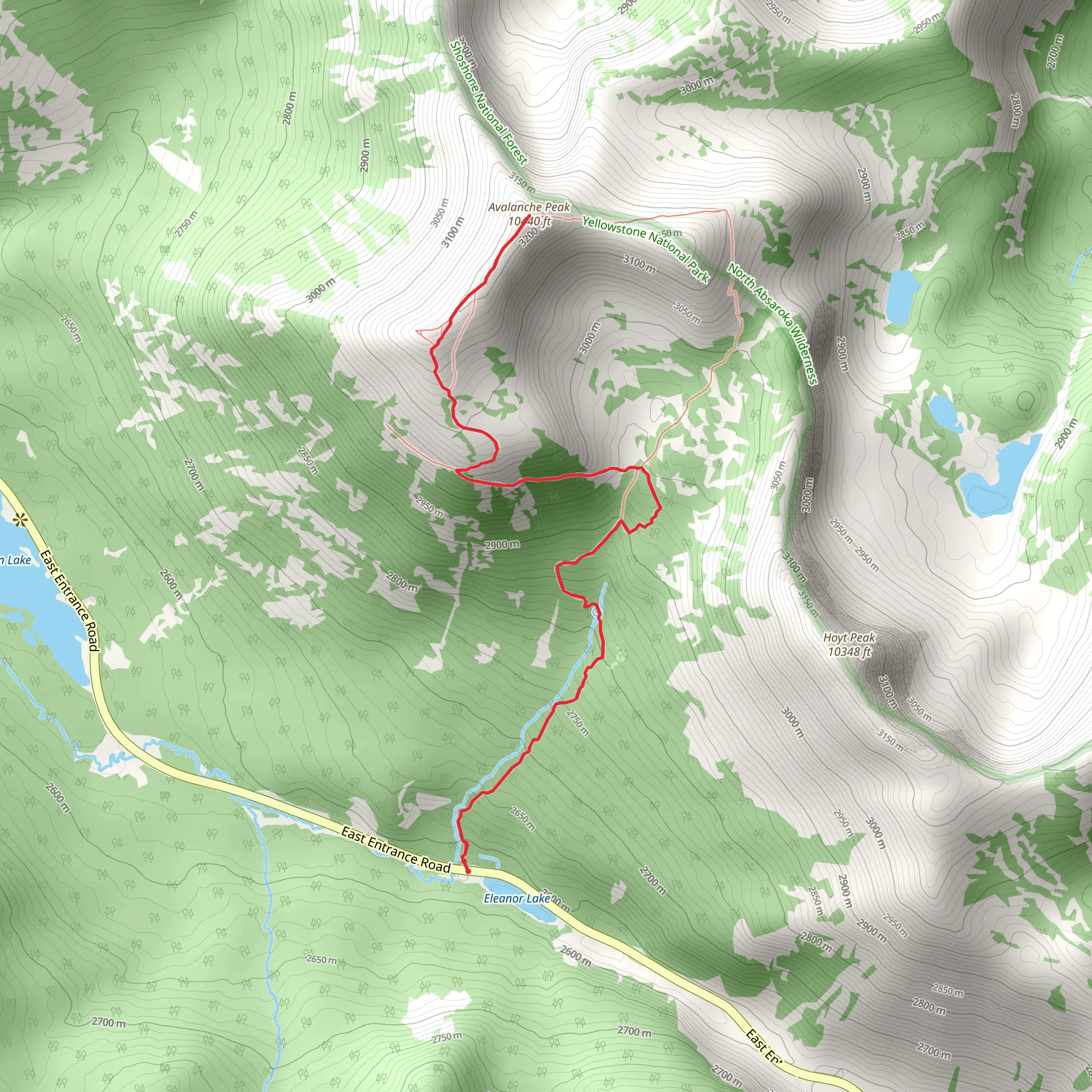 Avalanche Peak Trail mobile static map