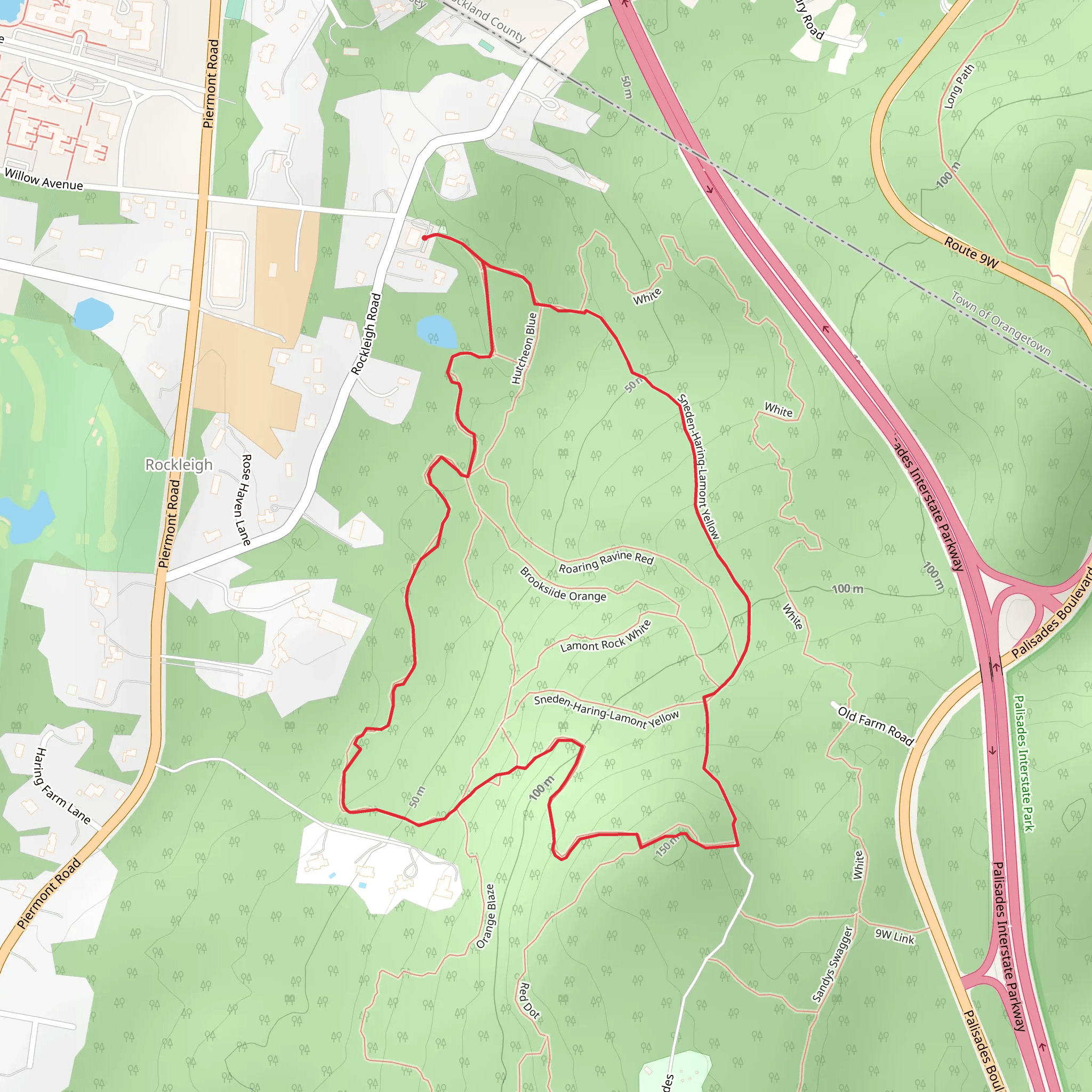 Yellow and White Loop Trail mobile static map