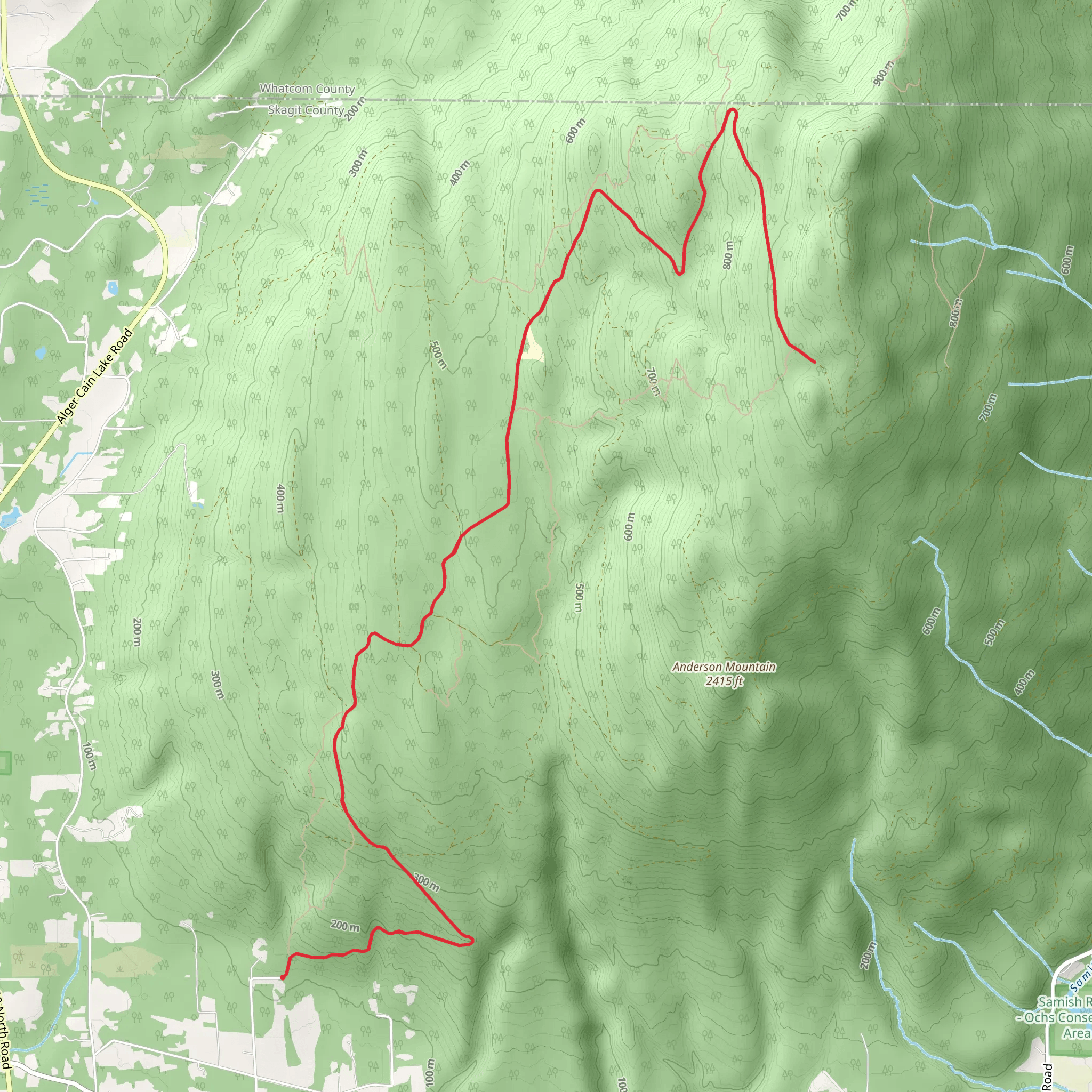 Alger Hill Road and Pacific Northwest Trail mobile static map