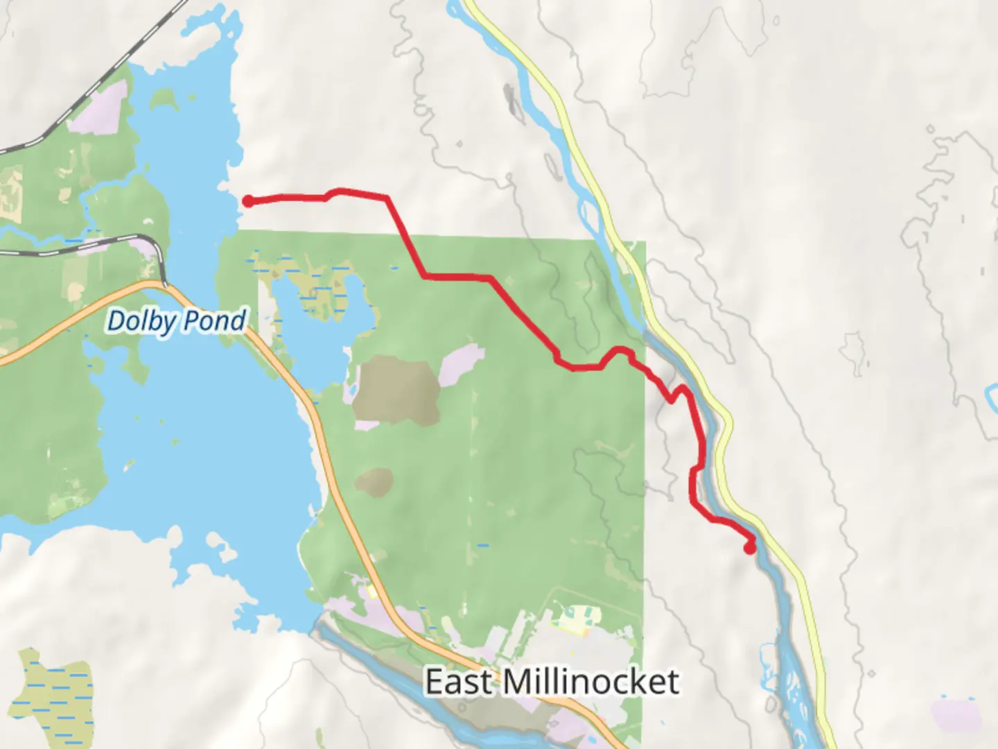 An image depicting the trail Dolby Trail from Hathaway Road and its surrounding area.