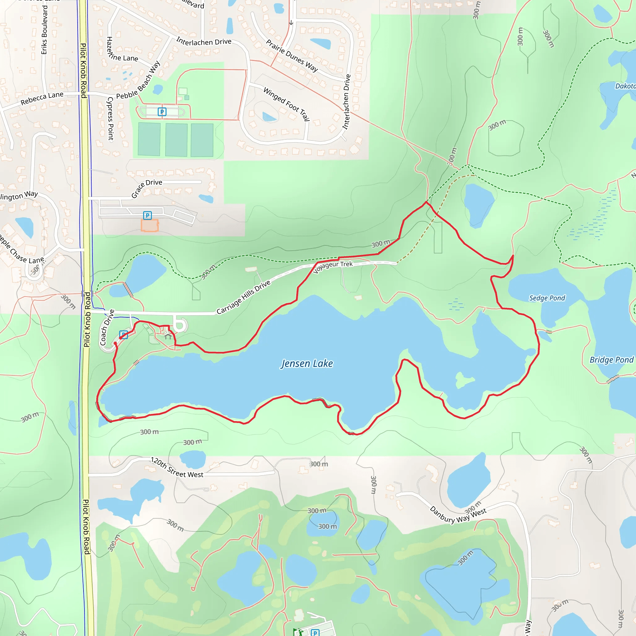 Jensen Lake and Lebanon Hills Park Loop mobile static map
