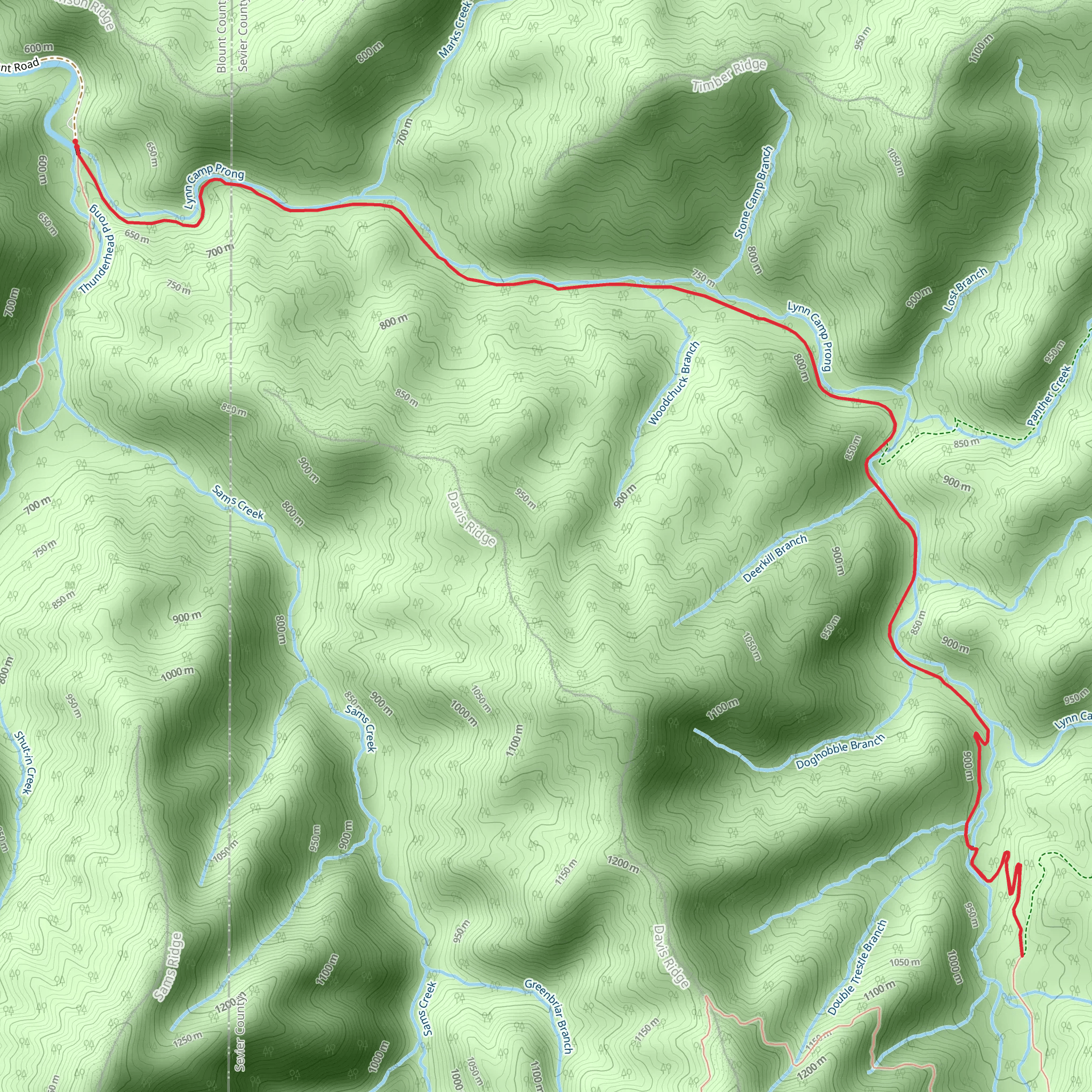 Middle Prong Trail mobile static map