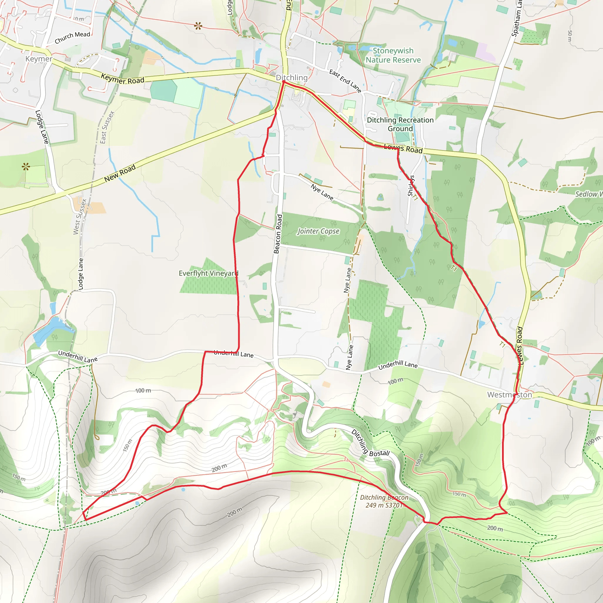 Ditchling to Westmeston Loop mobile static map