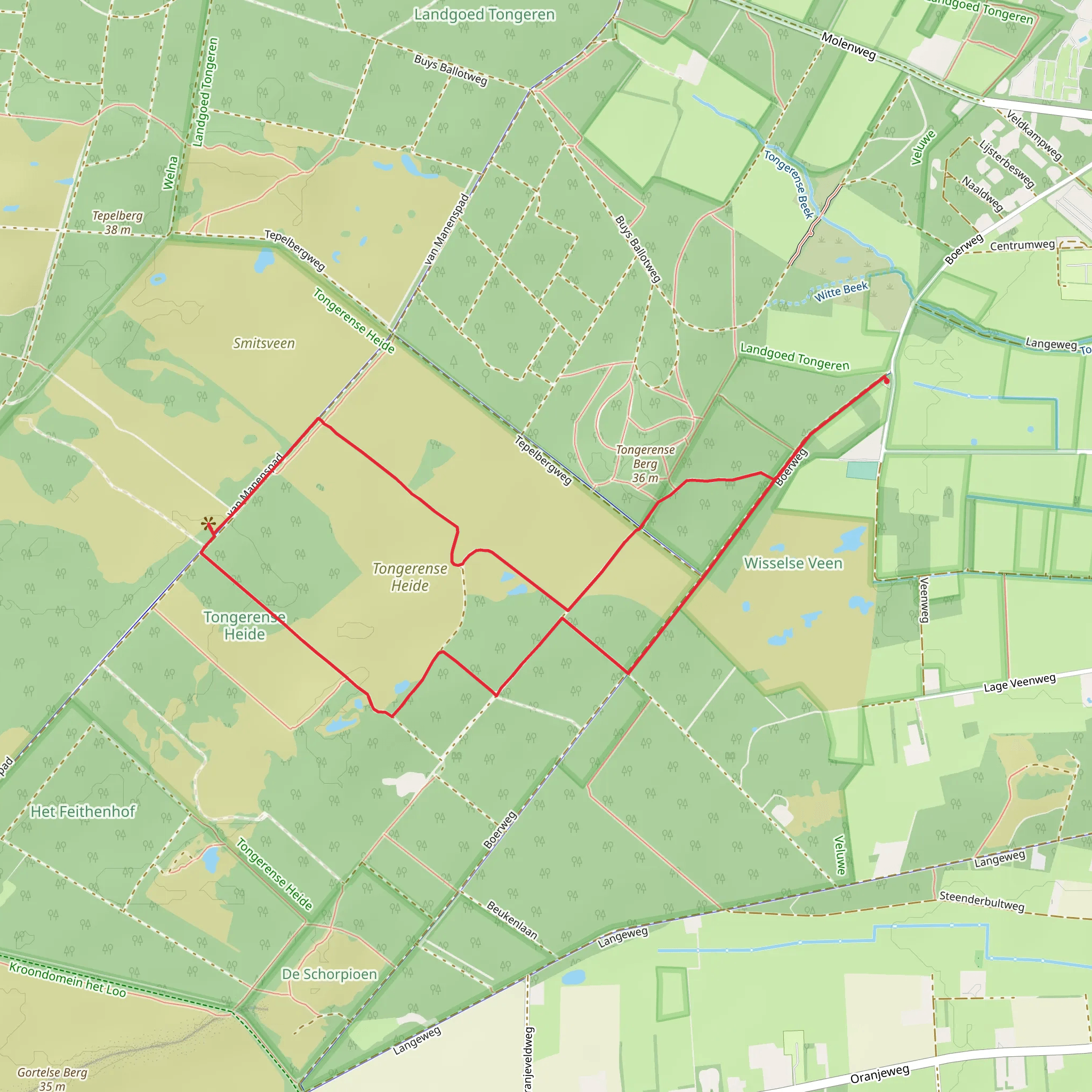 Tongerense Heide via Boer Weg and Van Manenspad Loop mobile static map
