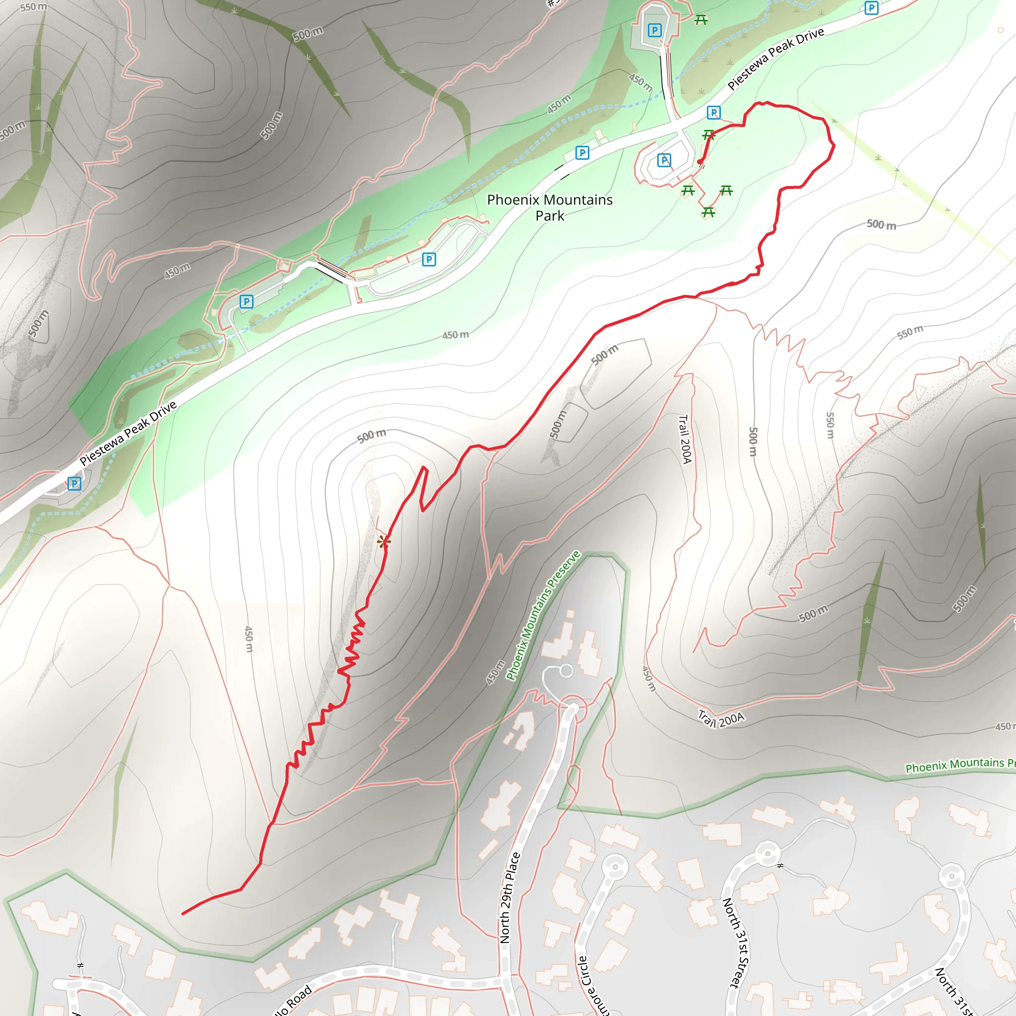 Trail 200 from East Piestewa Peak Drive mobile static map