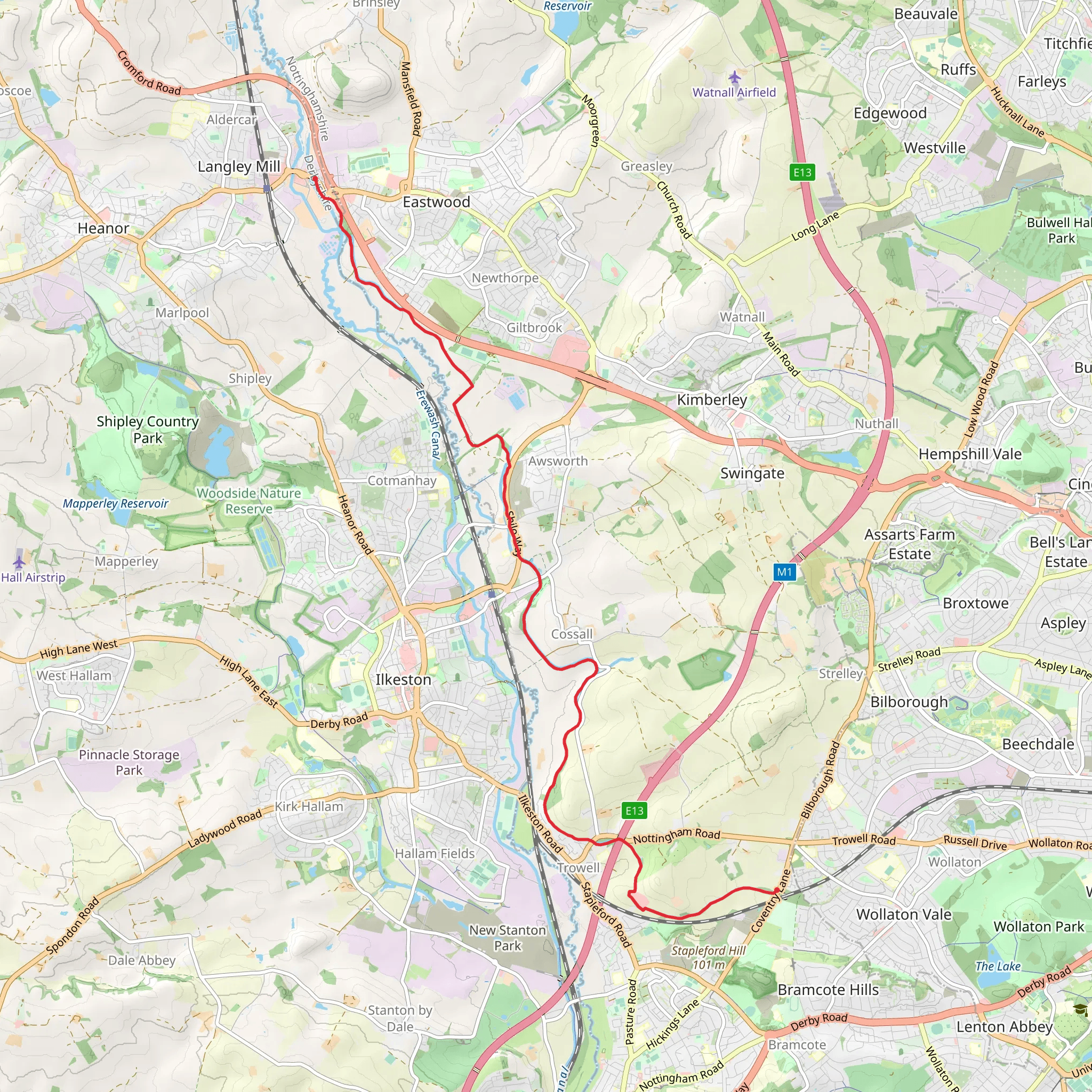 Nottingham Canal Walk mobile static map