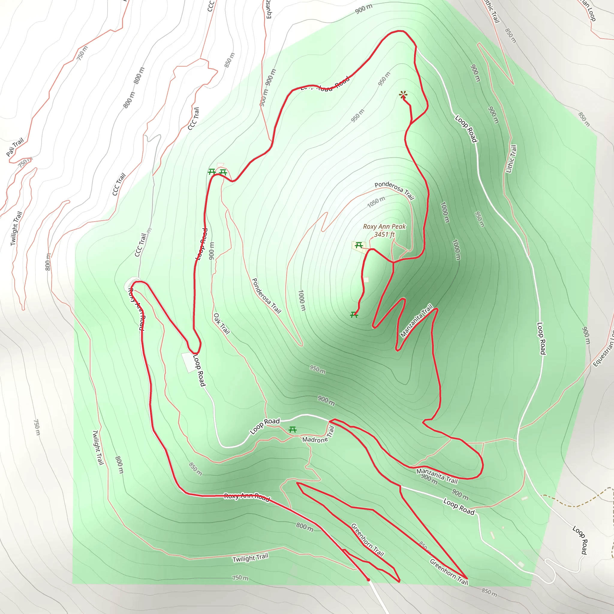 Roxy Ann Peak Loop mobile static map