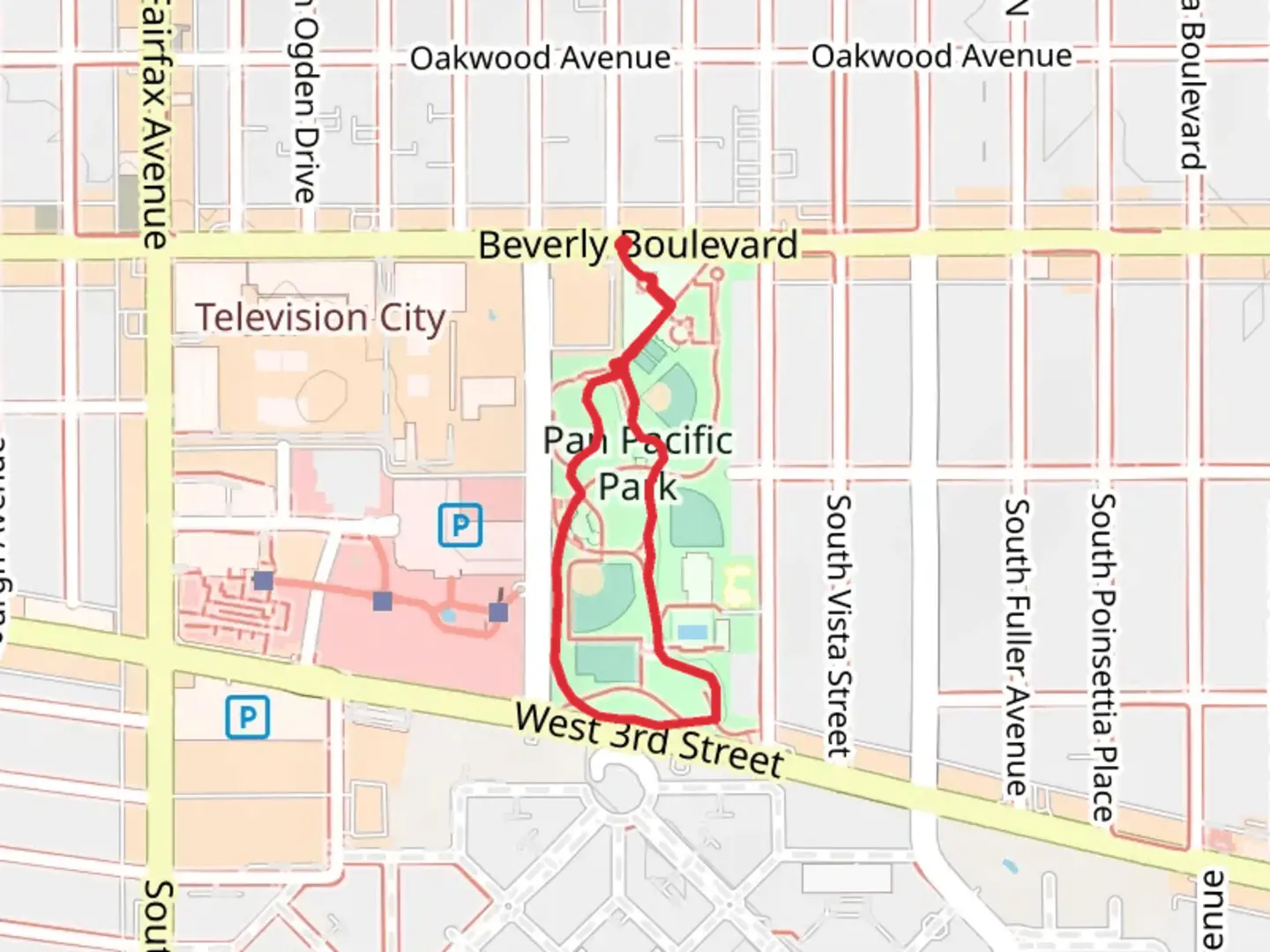 An image depicting the trail Pan Pacific Park Loop and its surrounding area.