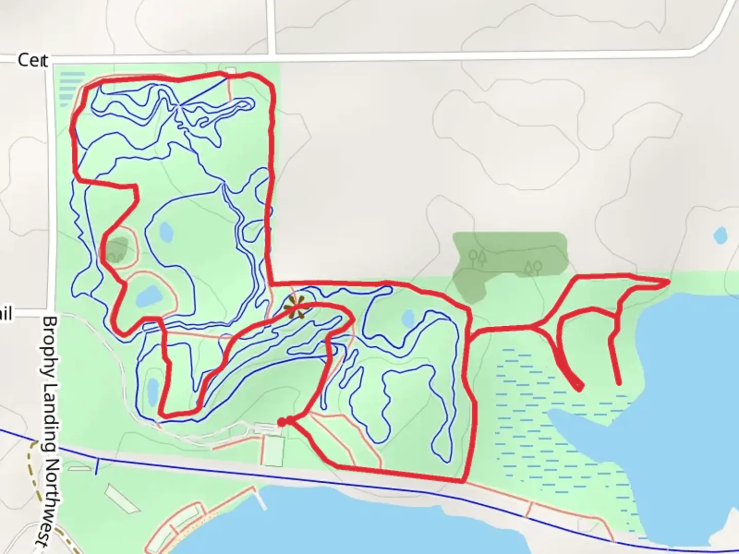 An image depicting the trail Lake Brophy County Park Loop and its surrounding area.