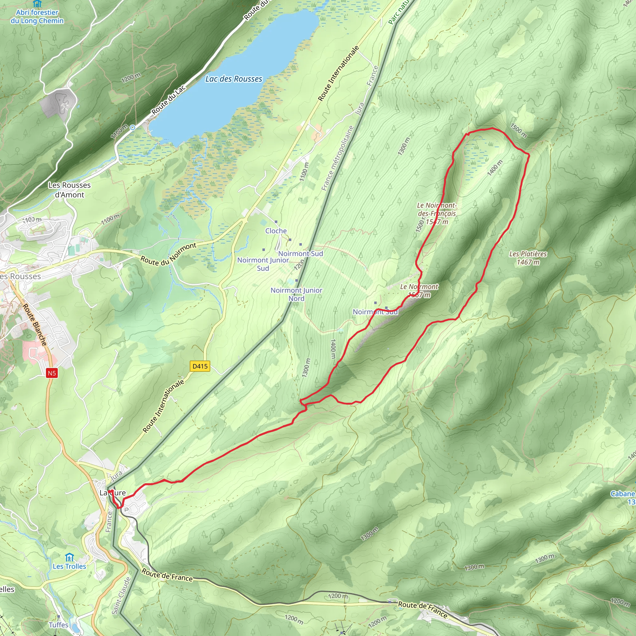 La Cure to Le Noirmont Trail mobile static map