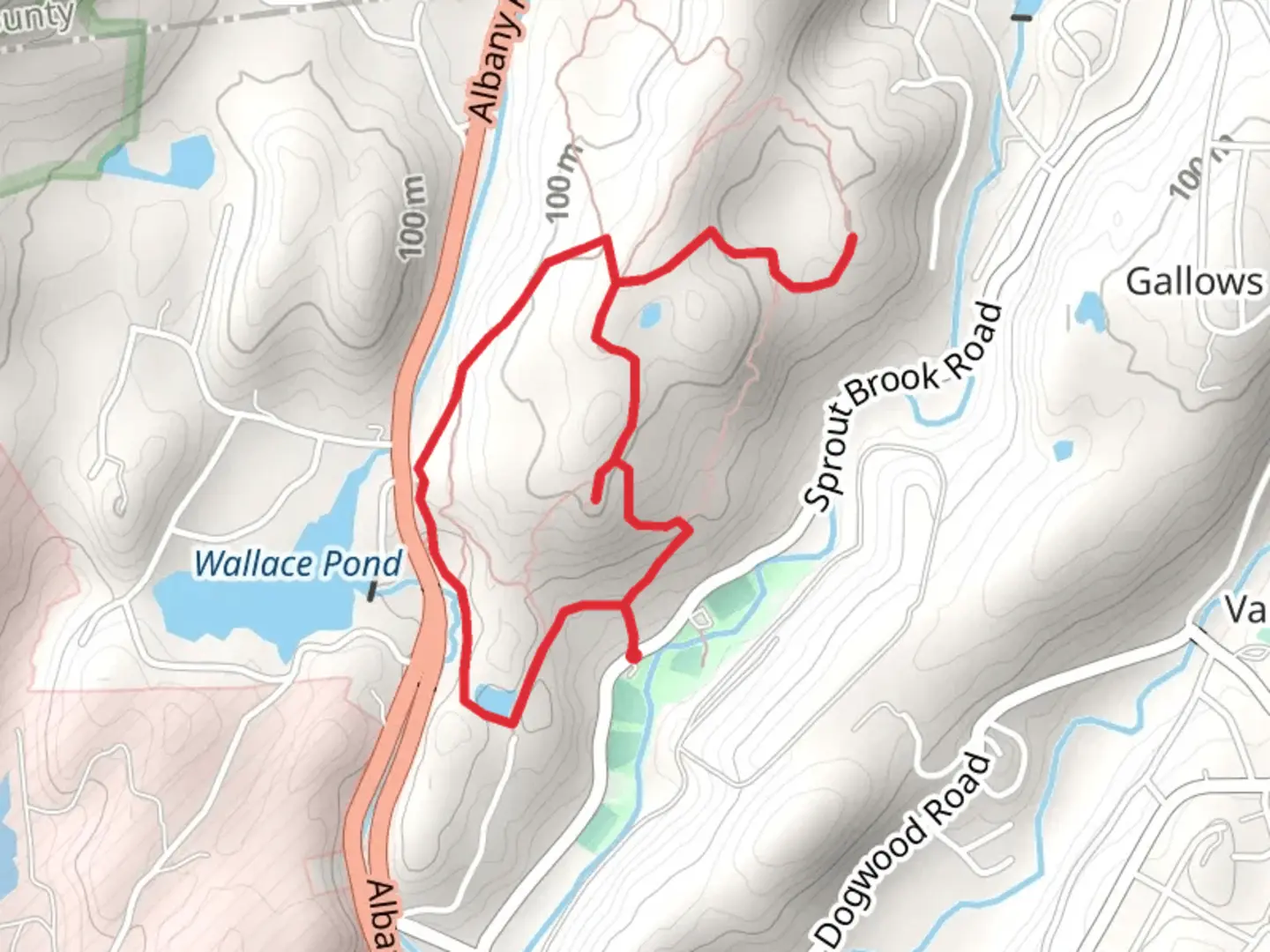 An image depicting the trail Sprout Brook Park Loop and its surrounding area.