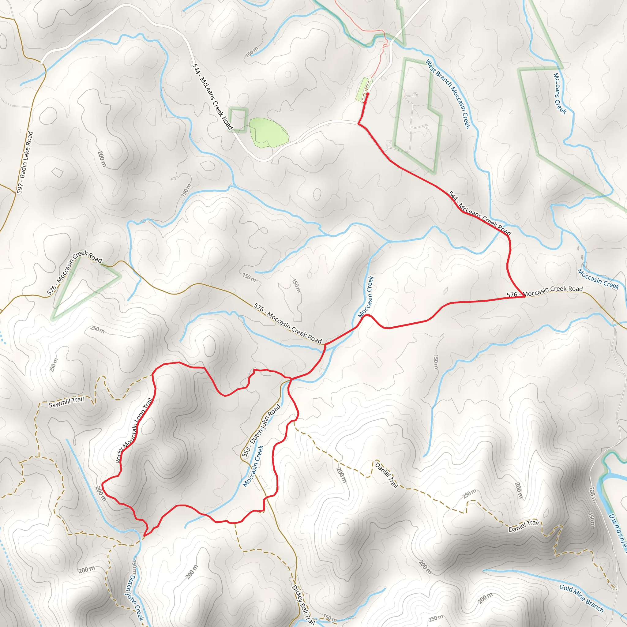 Moccasin Creek Loop mobile static map