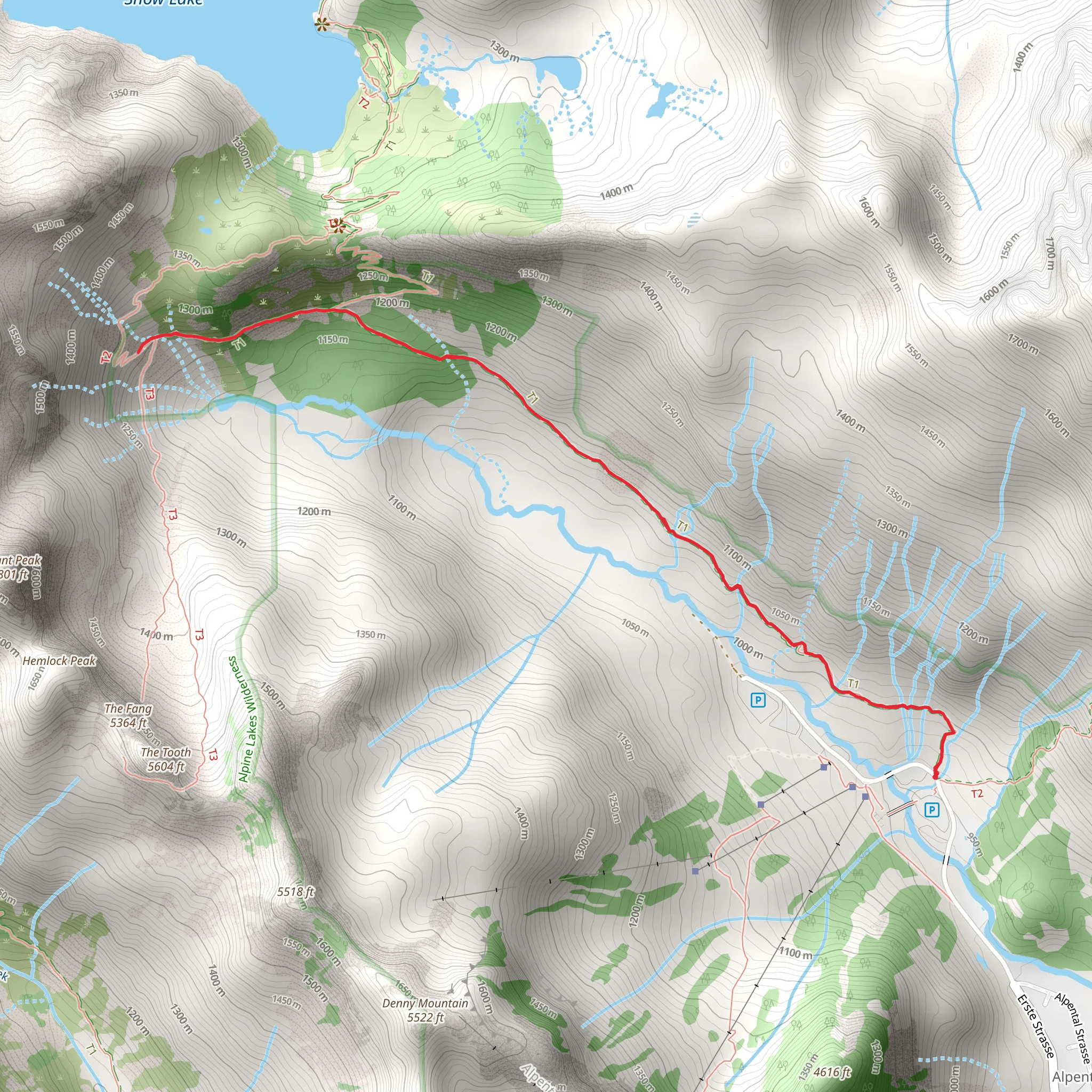 Source Lake View via Snow Lake Trail mobile static map