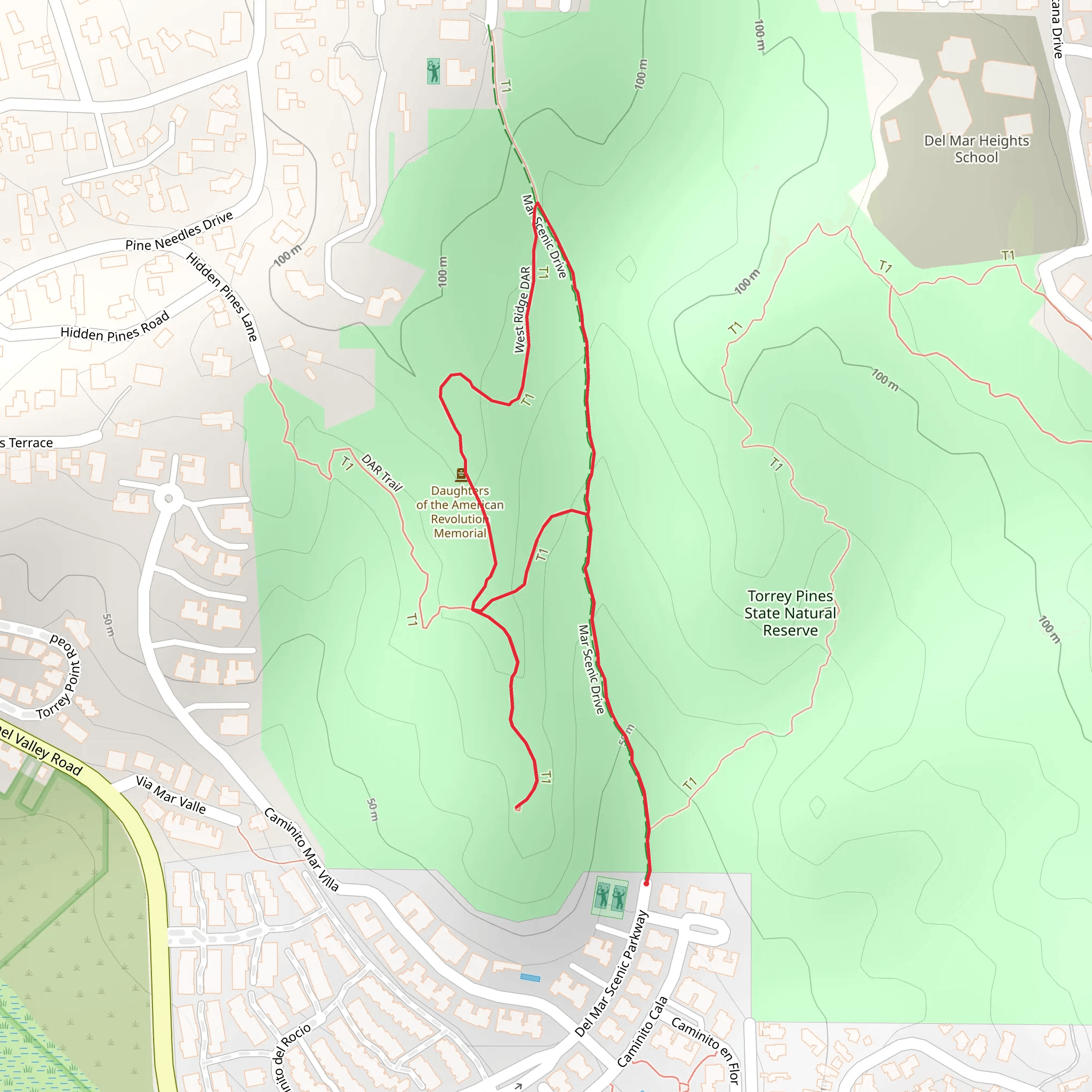 Mar Scenic Drive - West Ridge DAR Loop Trail mobile static map