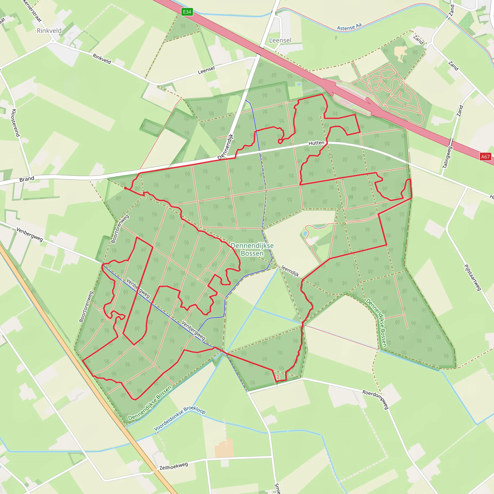 Dennendijkse Bossen Circlular Walk mobile static map