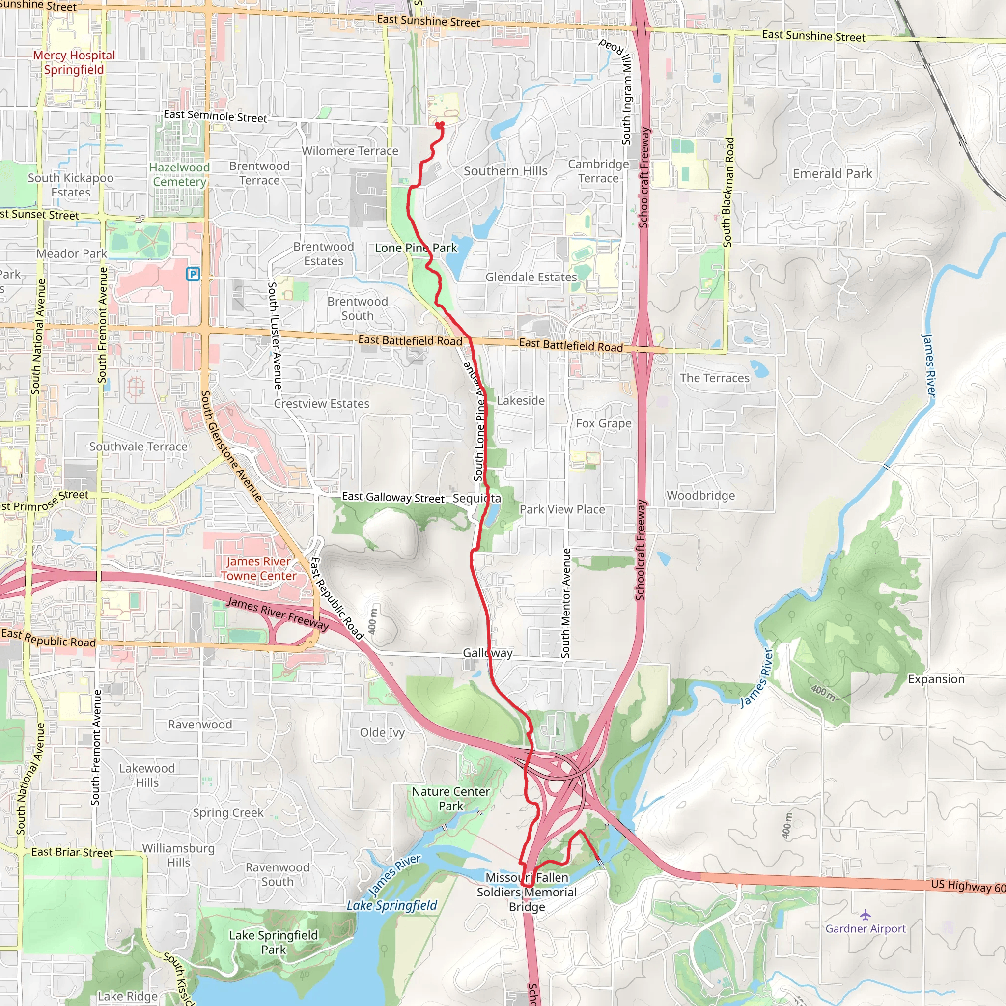 James River via Galloway Creek Greenway mobile static map