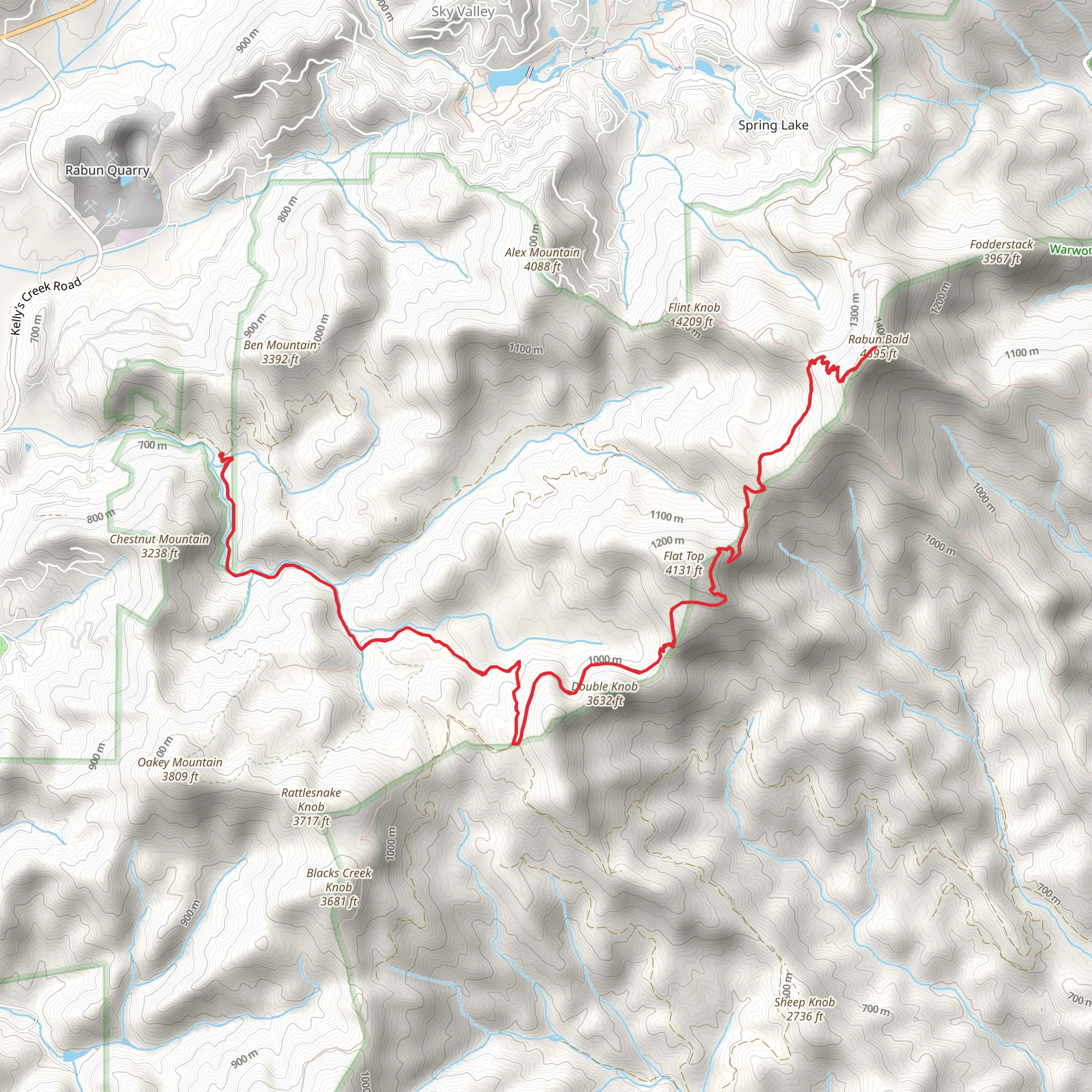 Rabun Bald via Darnell Creek Horse Trail mobile static map