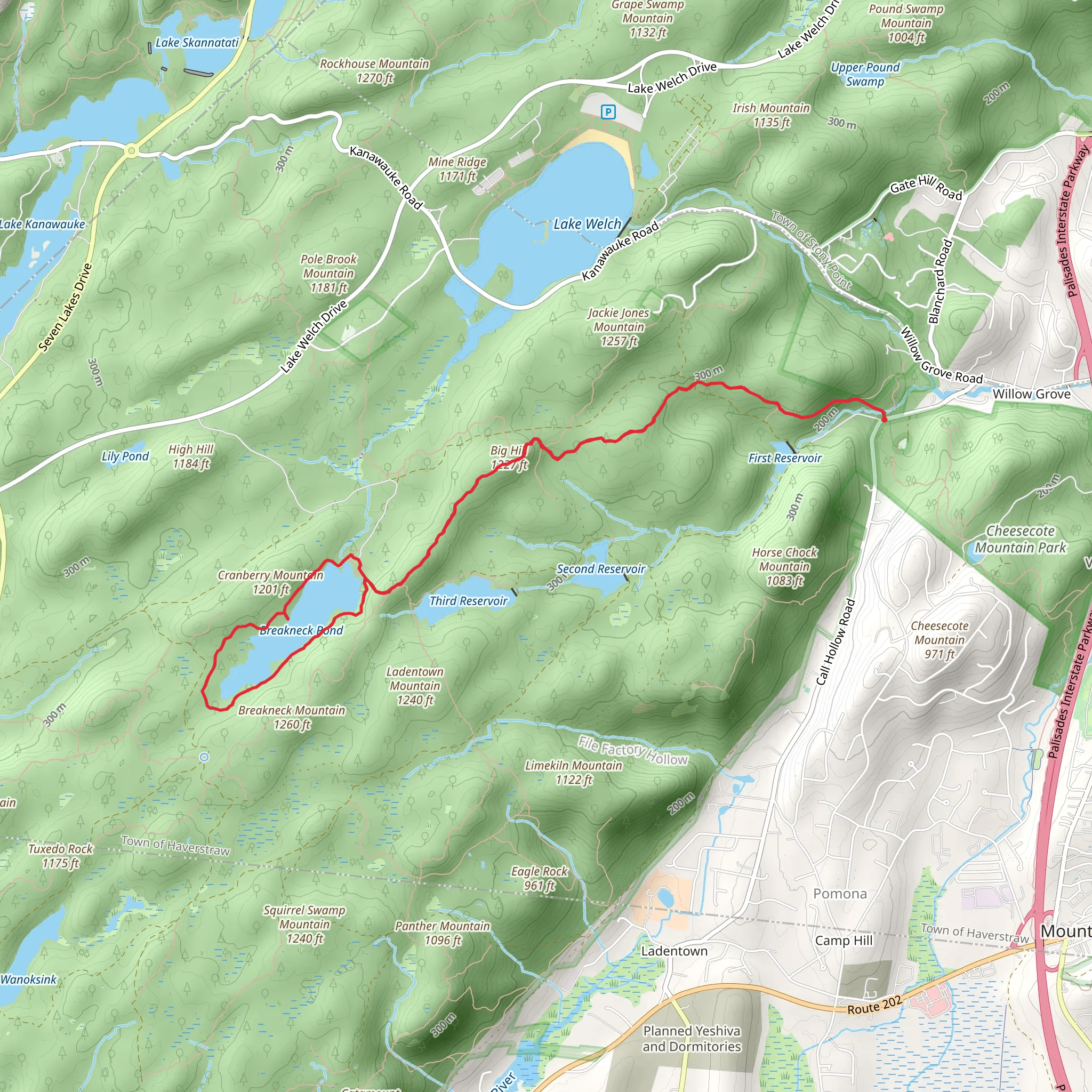 Breakneck Pond and Big Hill Loop from Call Hollow Road mobile static map
