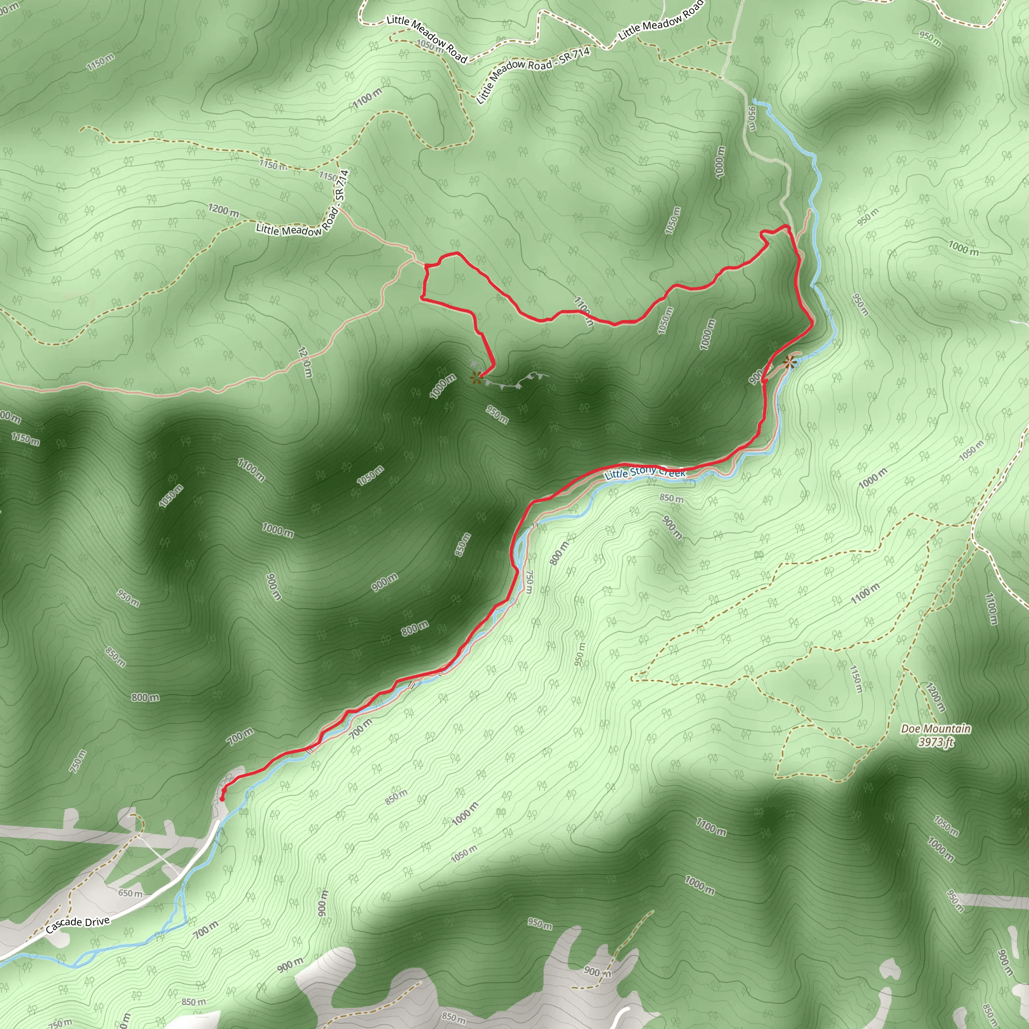 Cascades National Recreation Trail via Little Stony Creek mobile static map