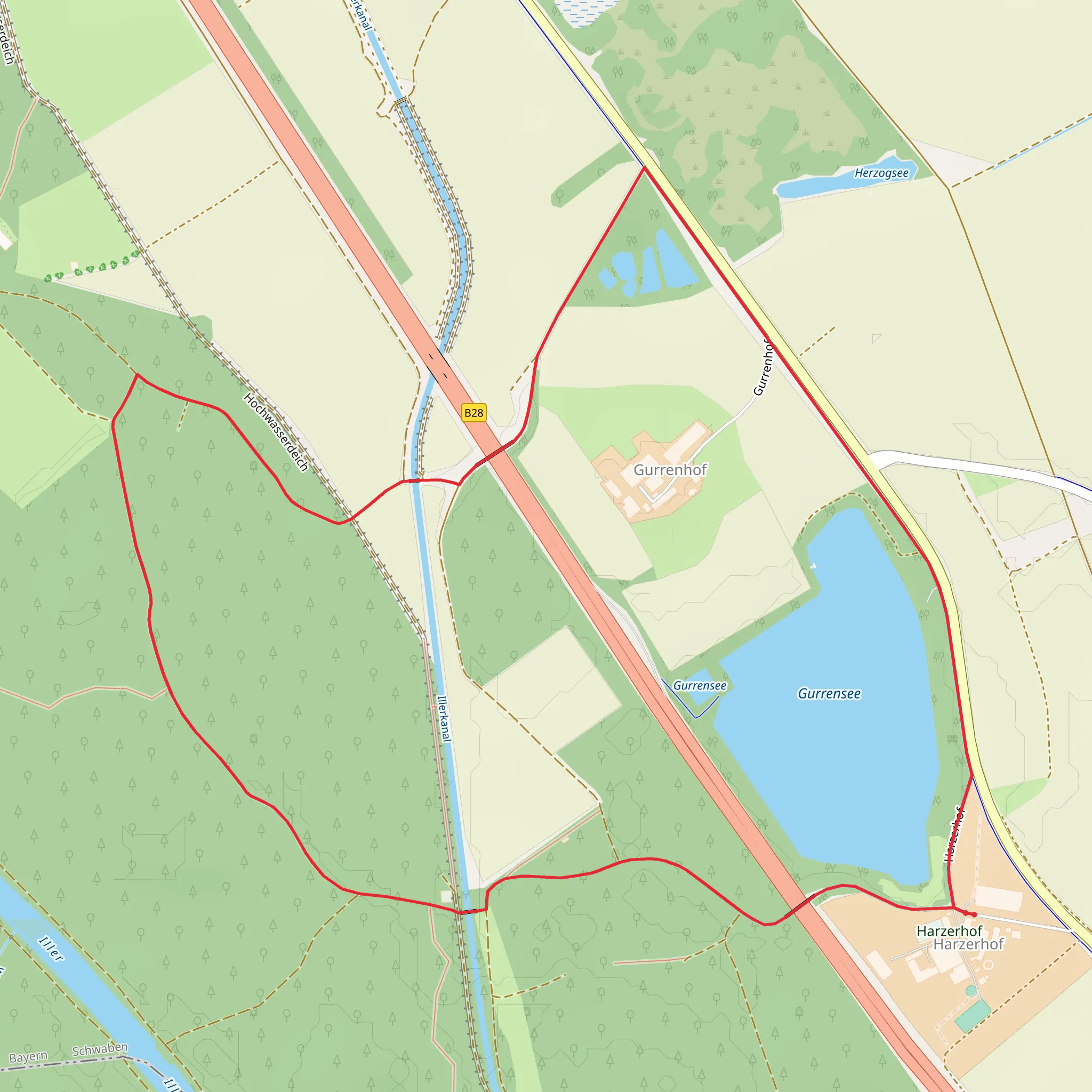 Gurrensee and Illerkanal Loop mobile static map
